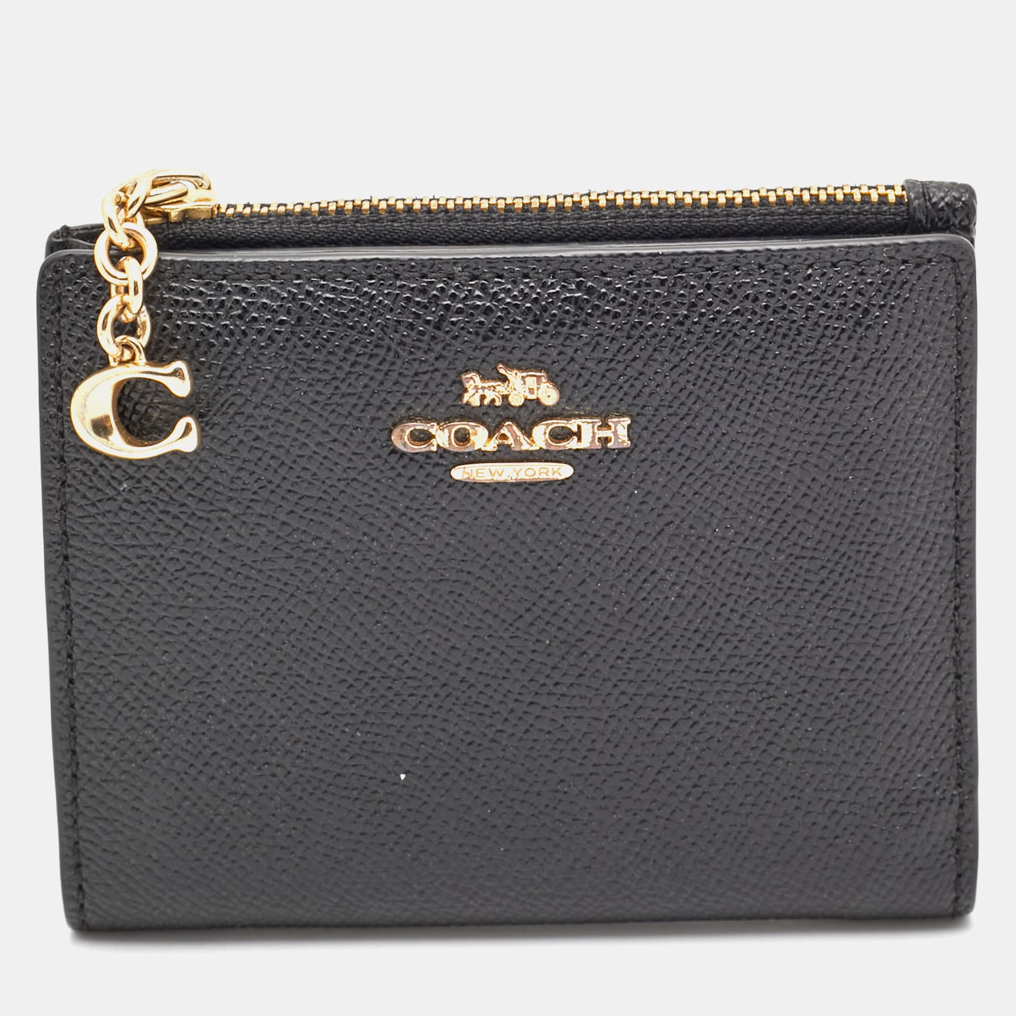Coach Black Leather Compact Wallet