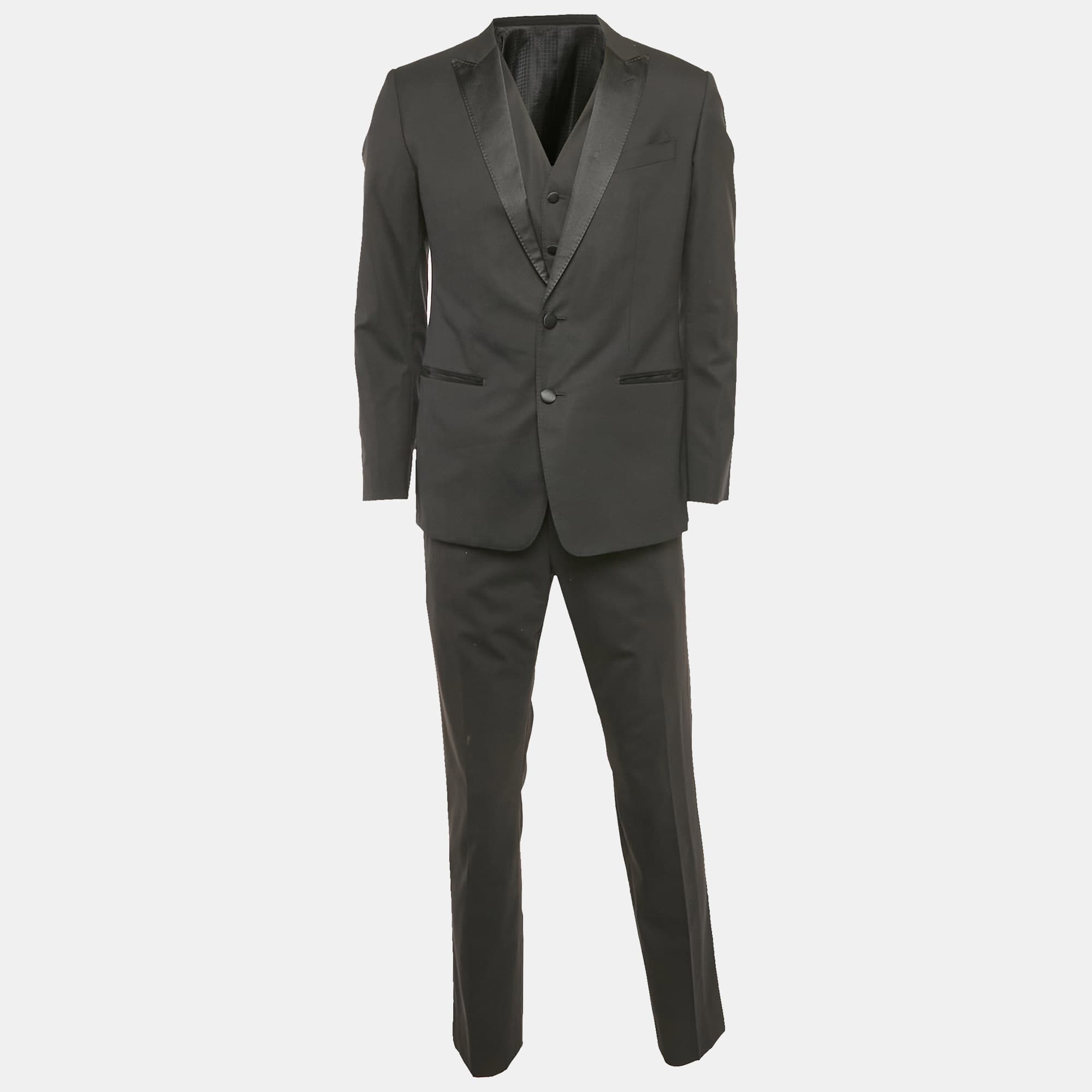 Dolce & Gabbana Black Wool Blend Tailored Martini 3pc Pants Suit M