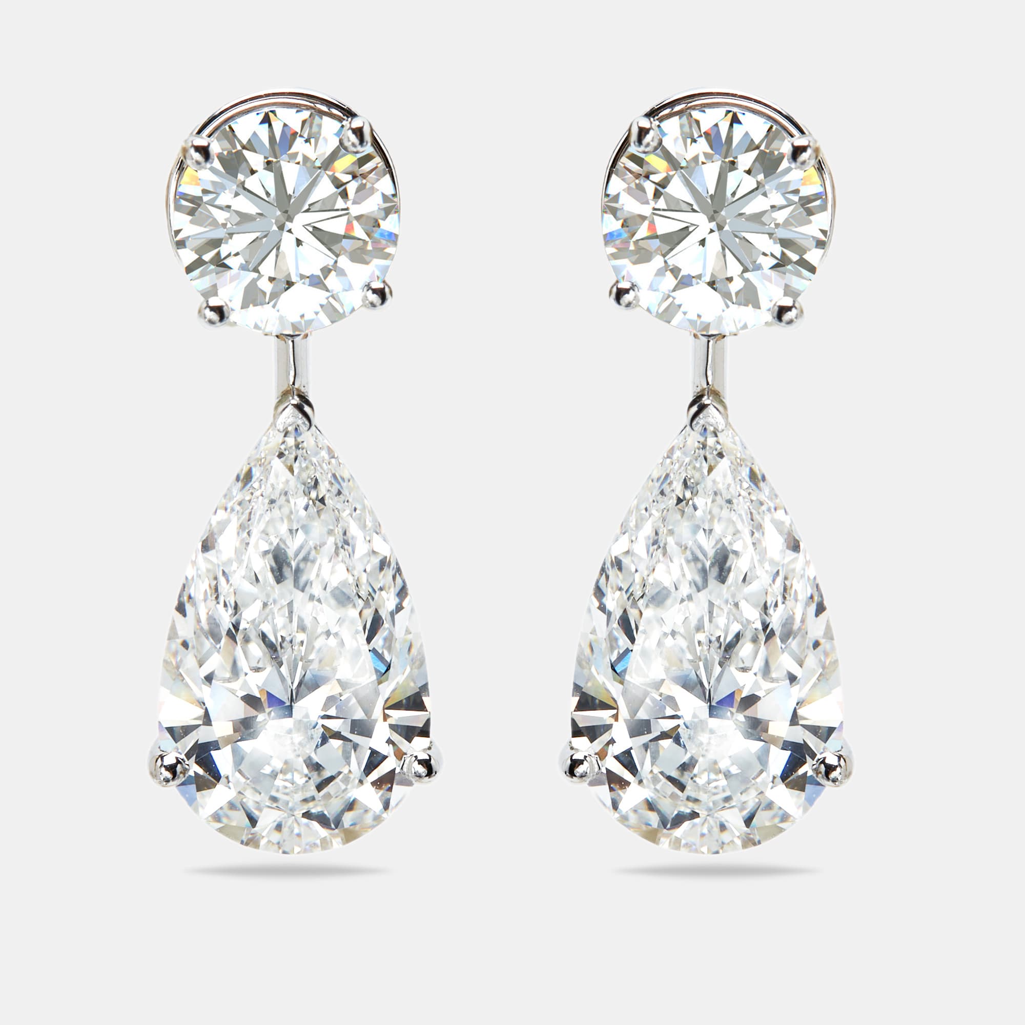 8.00 cts Round and Pear Cut Lab Grown Diamond 18k White Gold Earrings