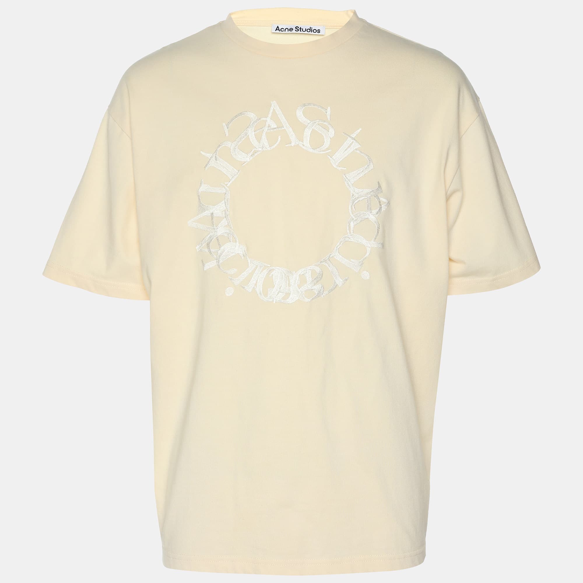 Acne Studios Light Beige Cotton Edlund Logo T-Shirt S