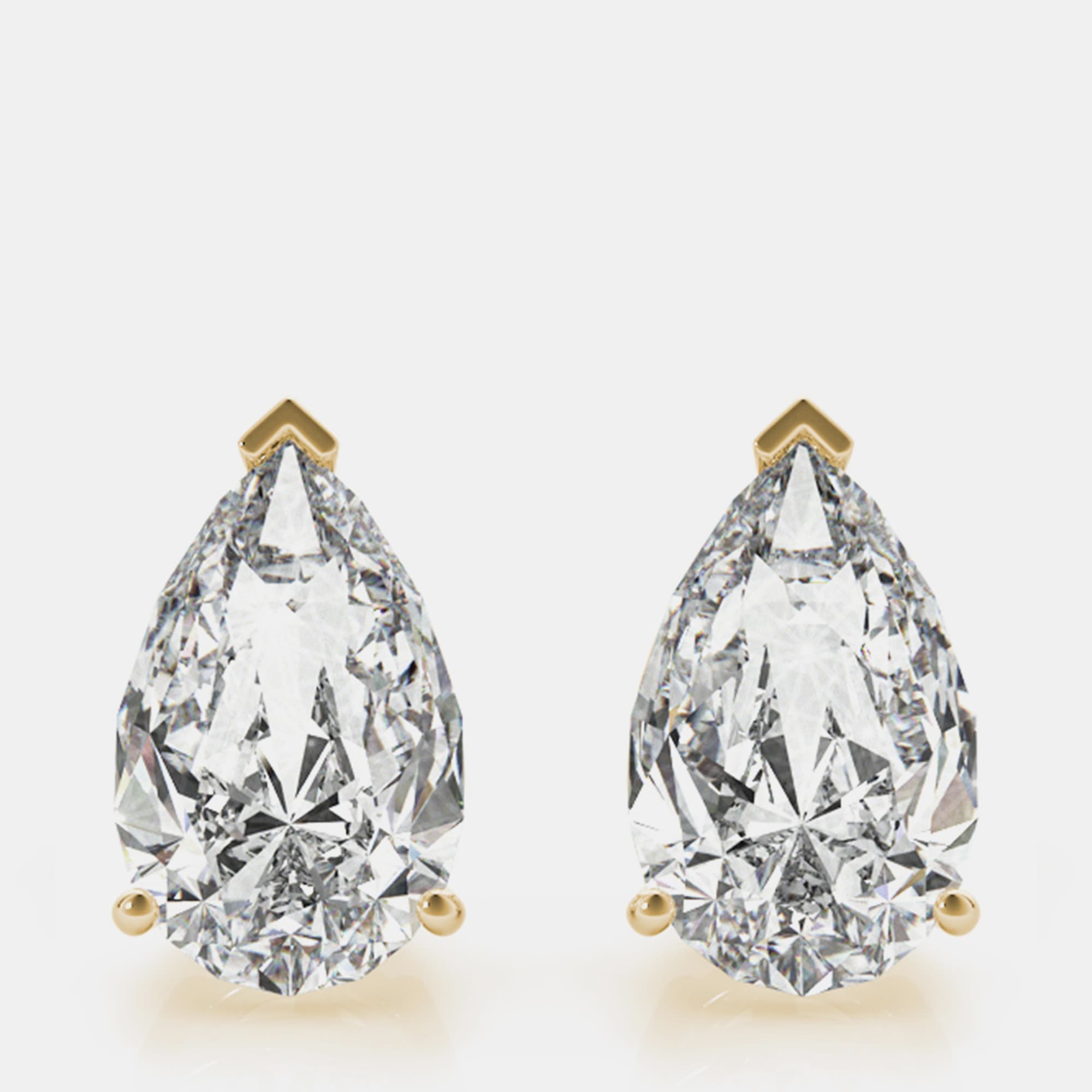 14K Yellow Gold Pear Shaped Lab Grown Diamond Earring Studs (3.00 Ct)