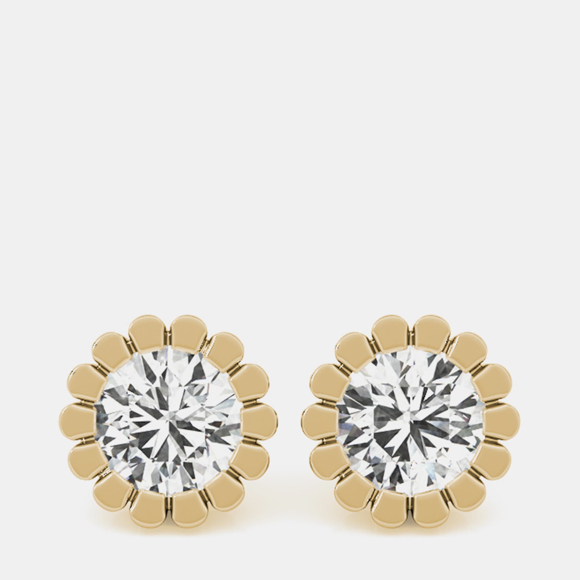 14K White Gold Lab Grown Diamond Flower Motif Earring Studs (3.00 Ct)