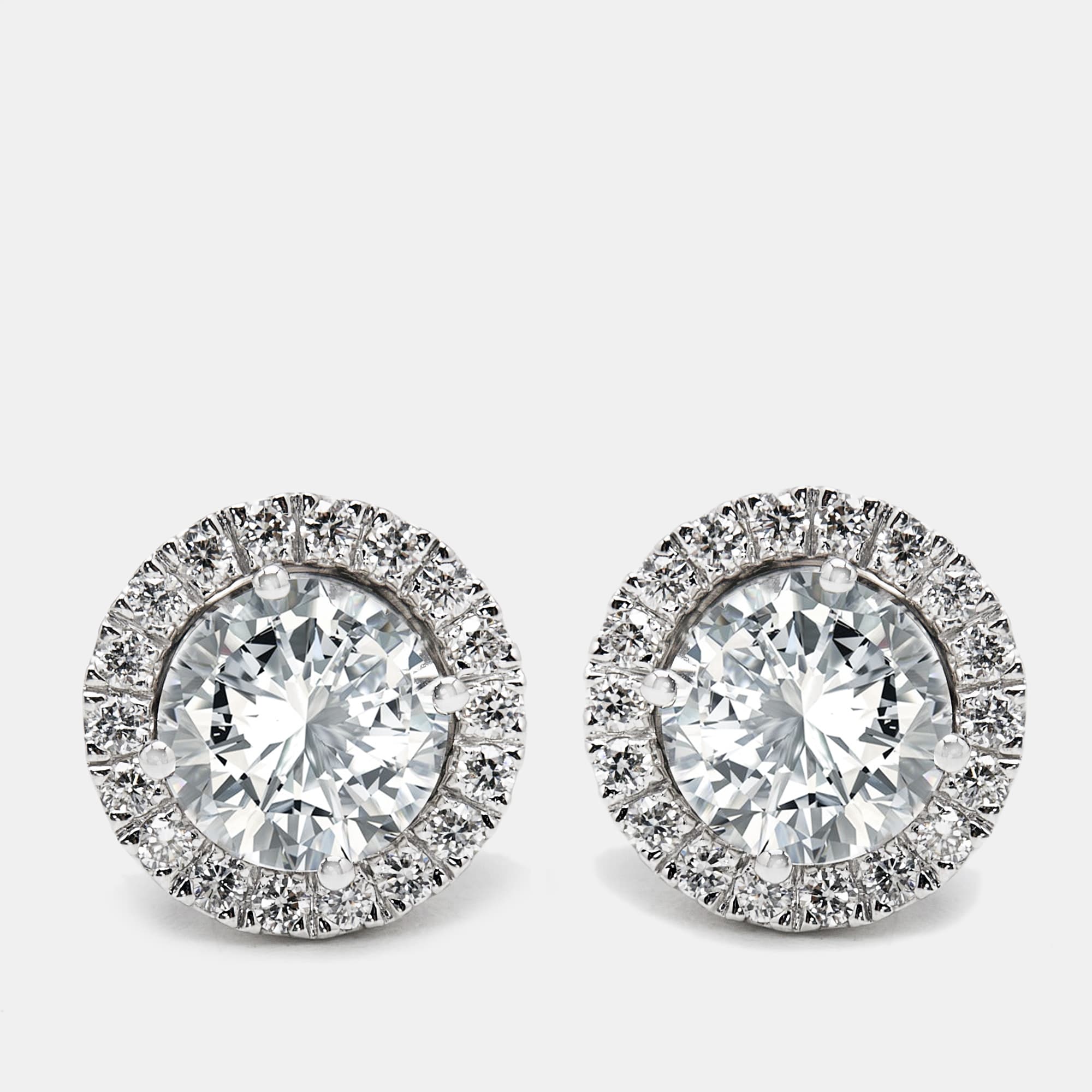 2.50 cts Round Brilliant Lab Grown Diamond 18k White Gold Earrings