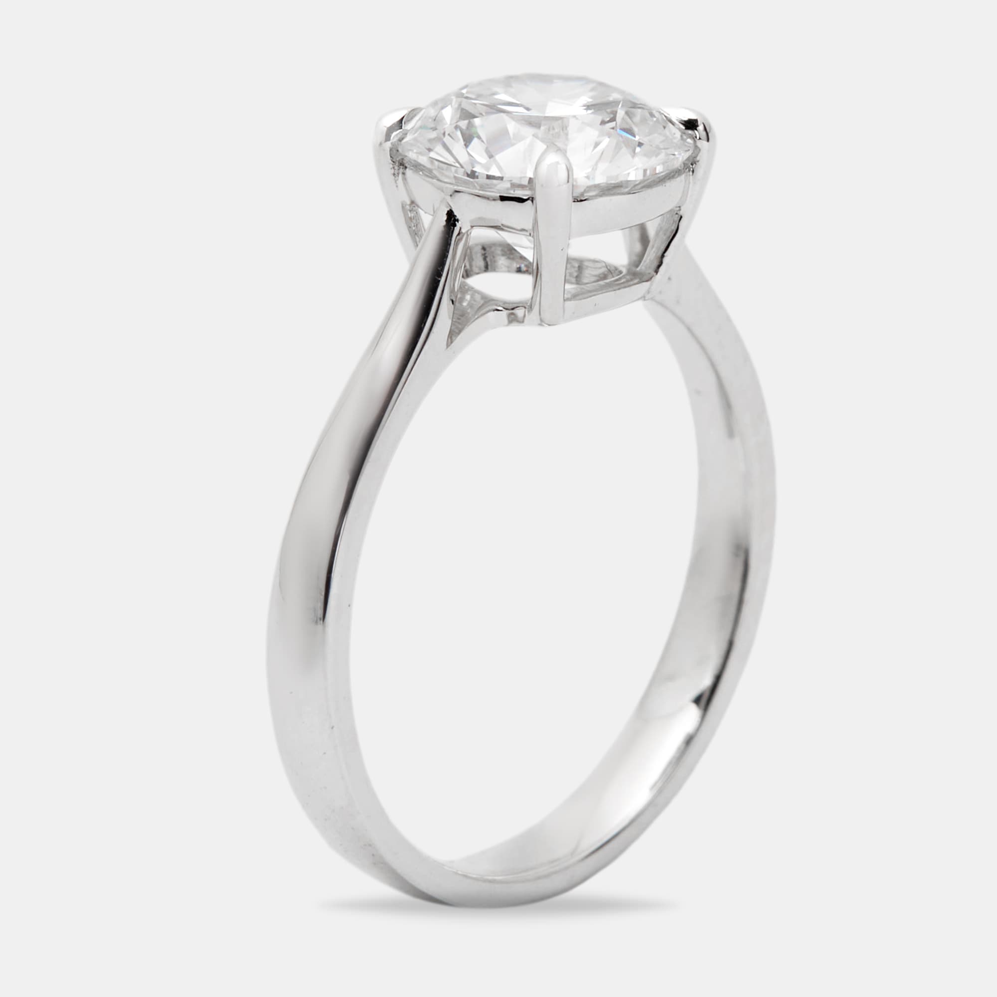 2.00 cts Round Brilliant Lab Grown Diamond 18k White Gold Ring Size 52