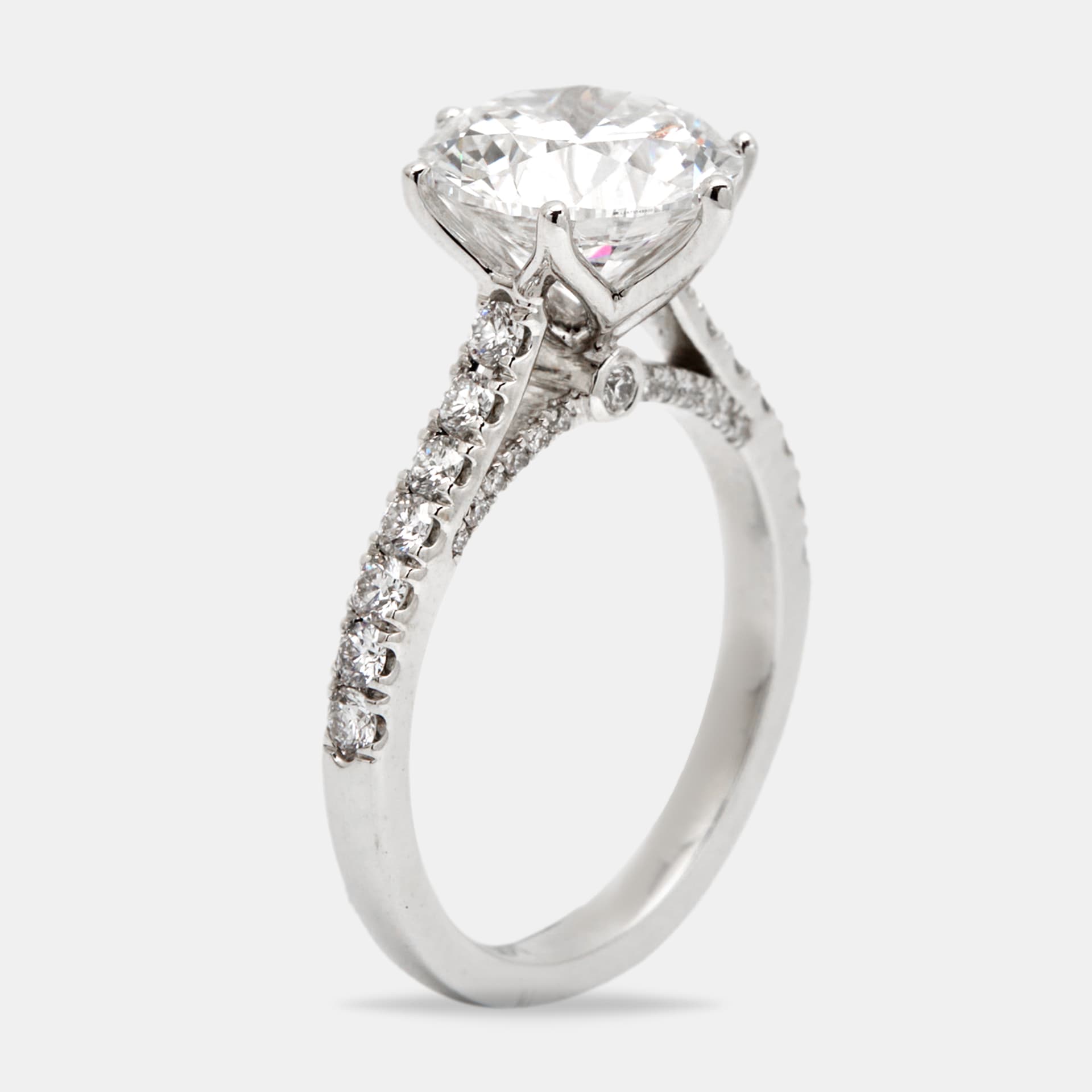 3.65 cts Round Brilliant Lab Grown Diamond 18k White Gold Ring Size 53
