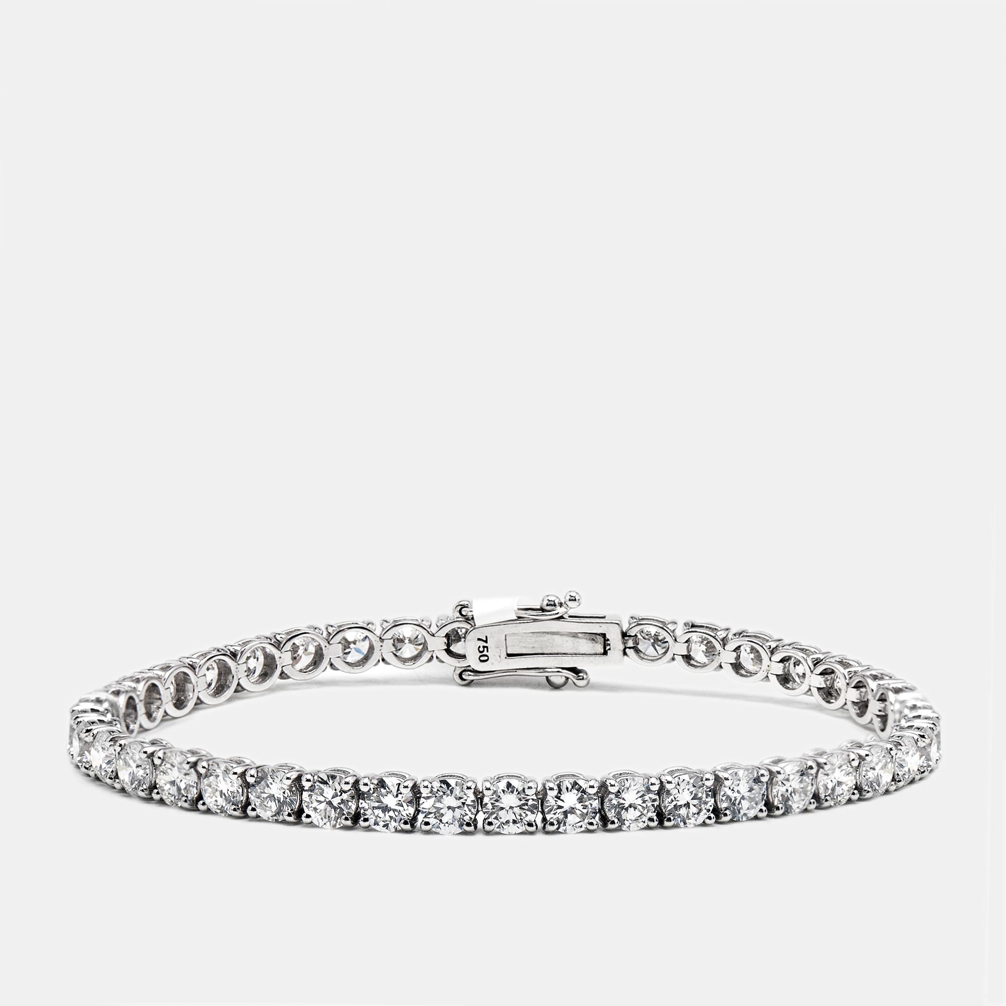 7.5 cts Round Brilliant Cut Lab Grown Diamonds 18k White Gold Tennis Bracelet
