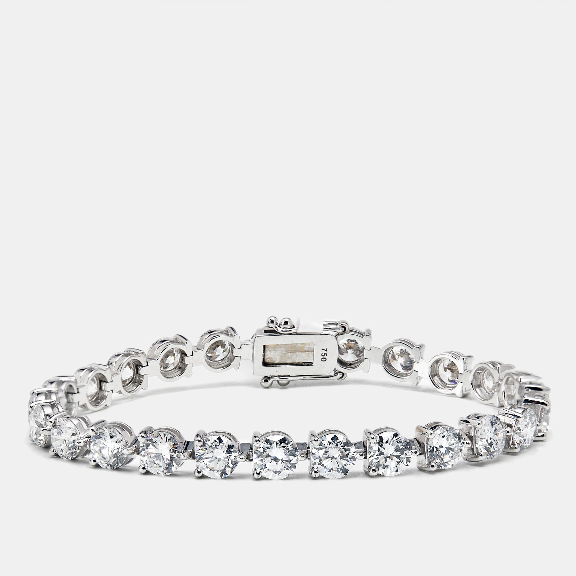 12.98 cts Round Brilliant Cut Lab Grown Diamonds 18k White Gold Tennis Bracelet