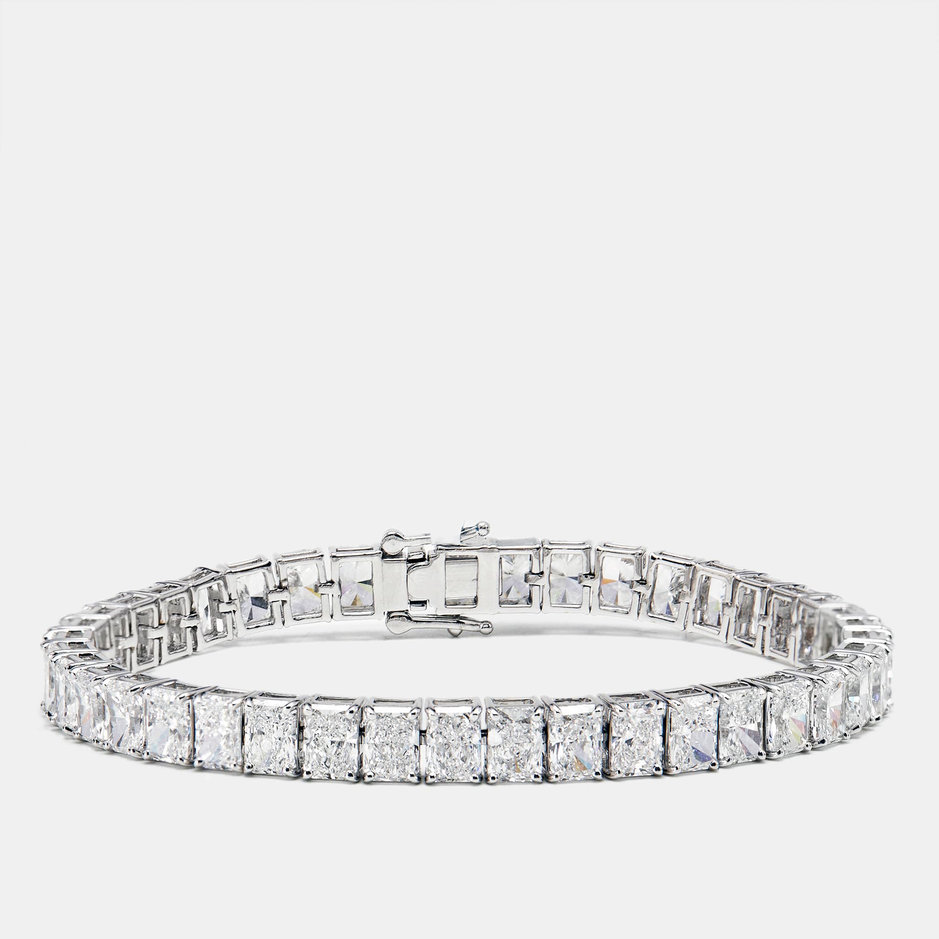 20.51 cts Radiant Cut Lab Grown Diamonds 18k White Gold Tennis Bracelet