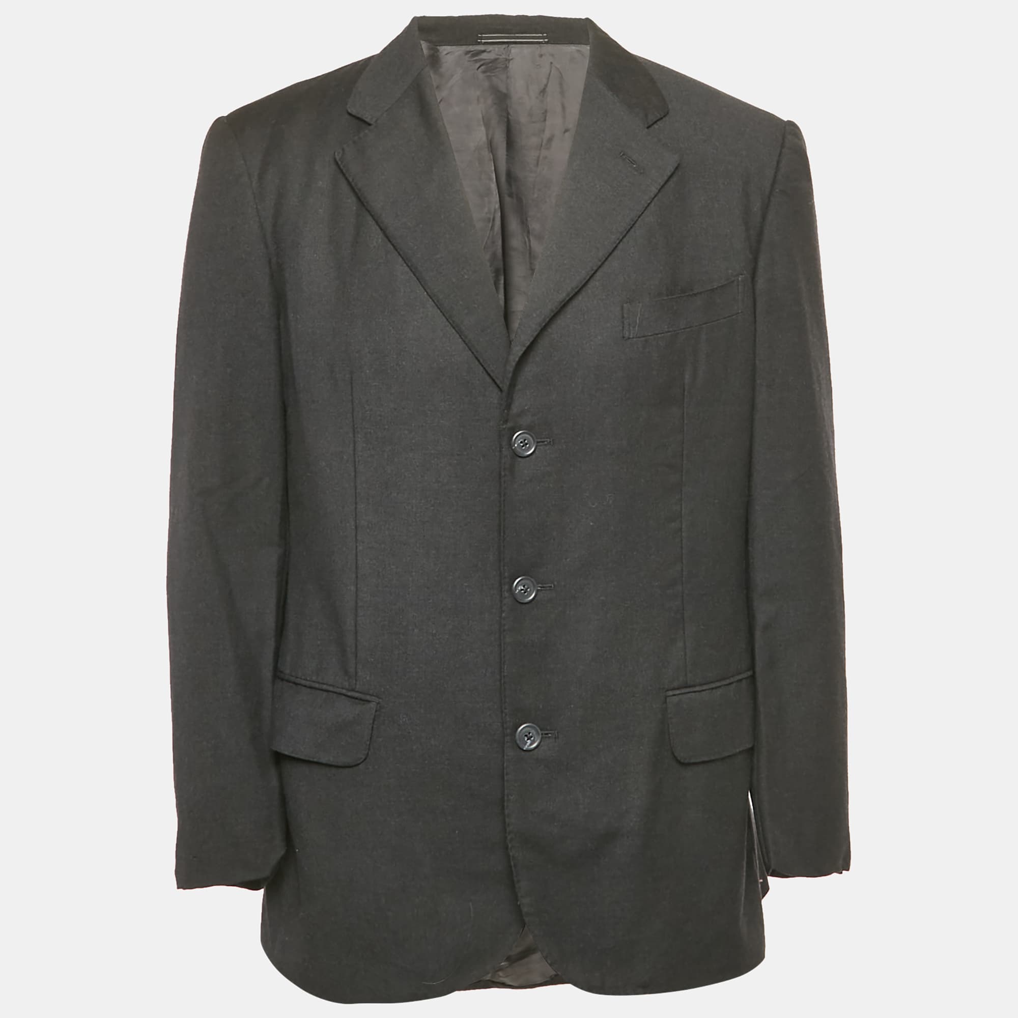 Ermenegildo Zegna Black Wool & Cashmere Button Front Blazer M