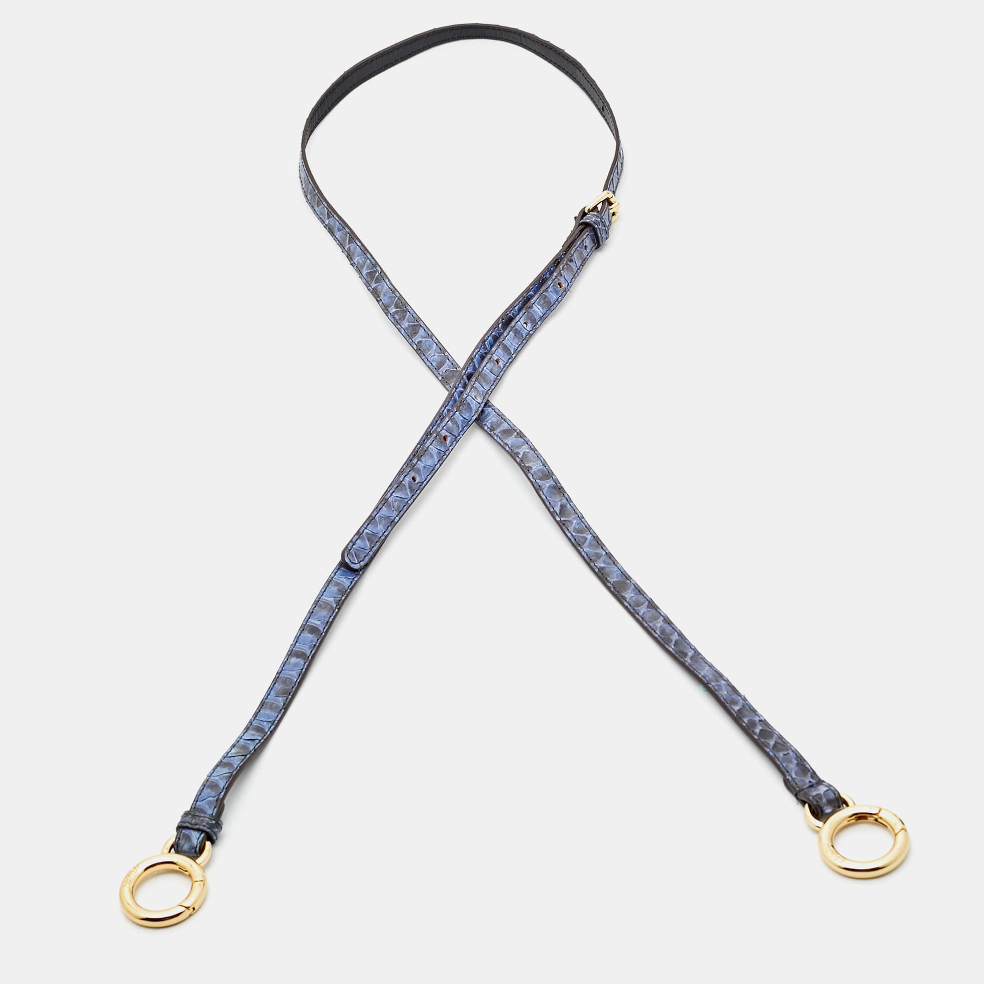 Fendi Blue/Black Python and Leather Adjustable Shoulder Bag Strap