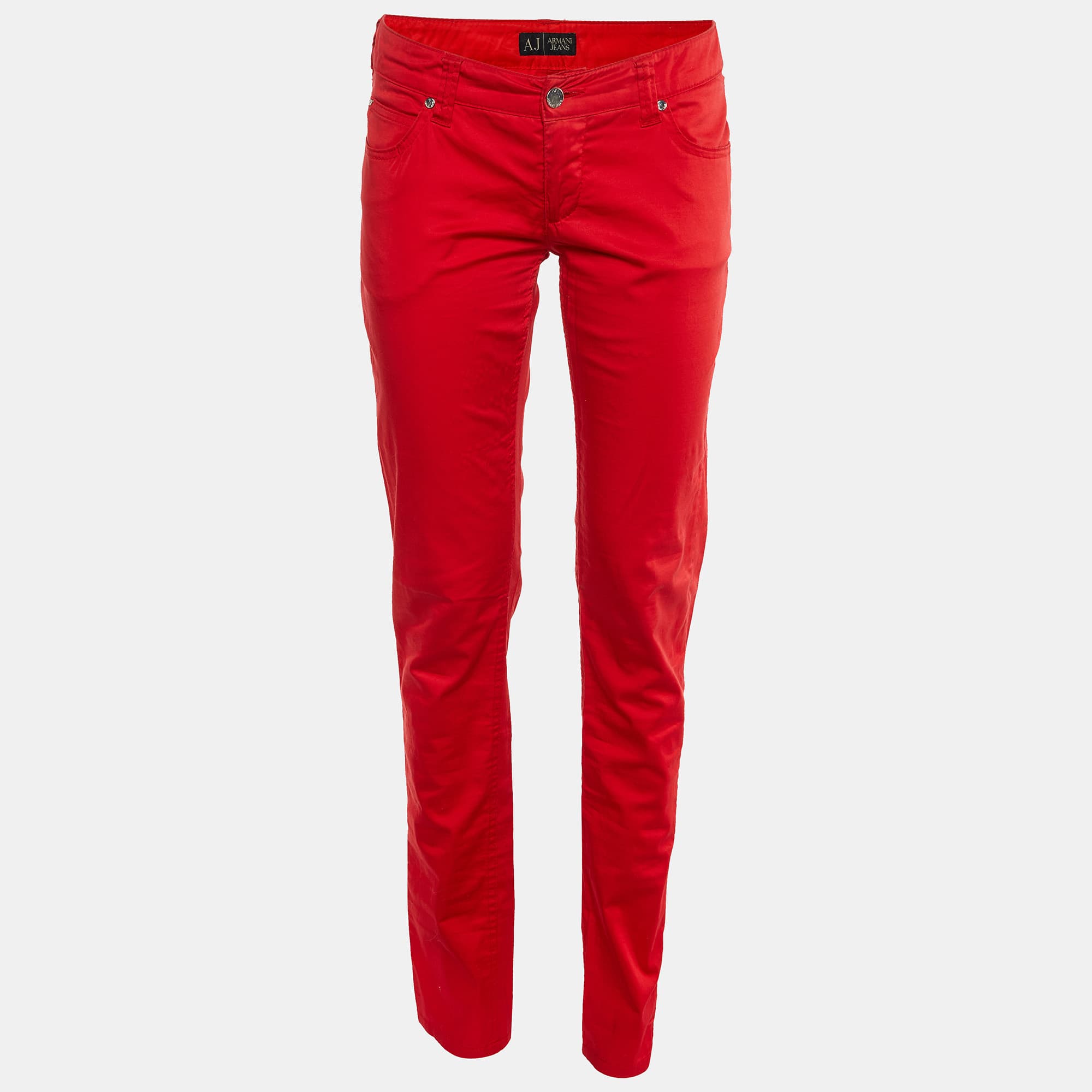 Armani Jeans Red Cotton Slim Fit Pants M/Waist 32"
