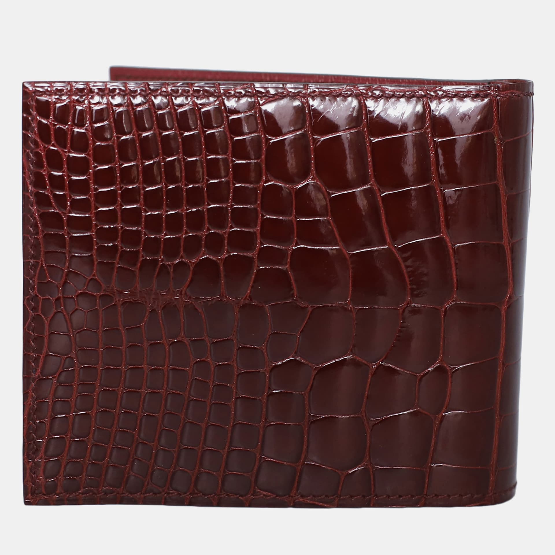 Hermes MC2 Copernic One Size Burgundy Alligator Bi -fold Wallet