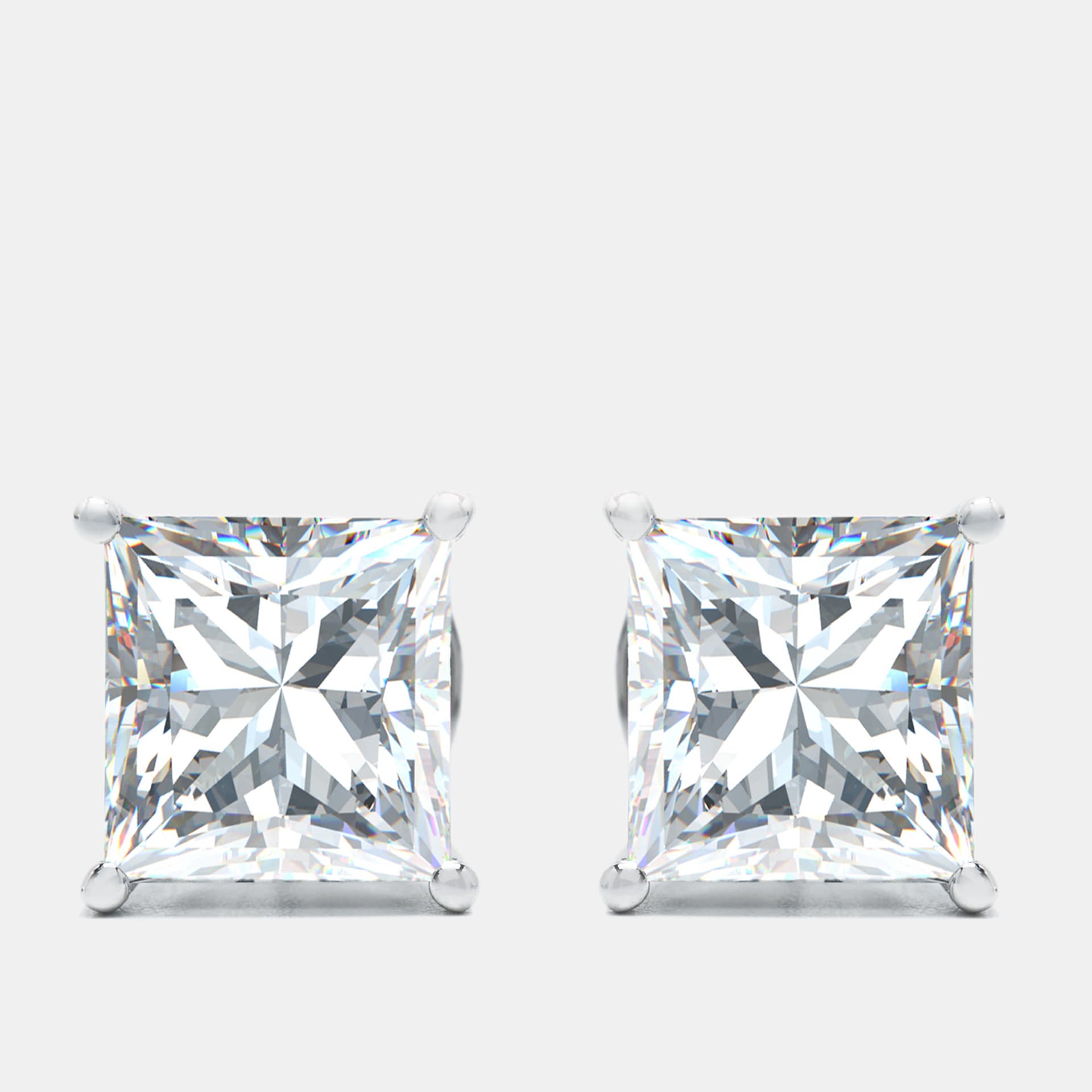 6.00 cts Princess Cut Lab Grown Diamond 18k White Gold Earrings
