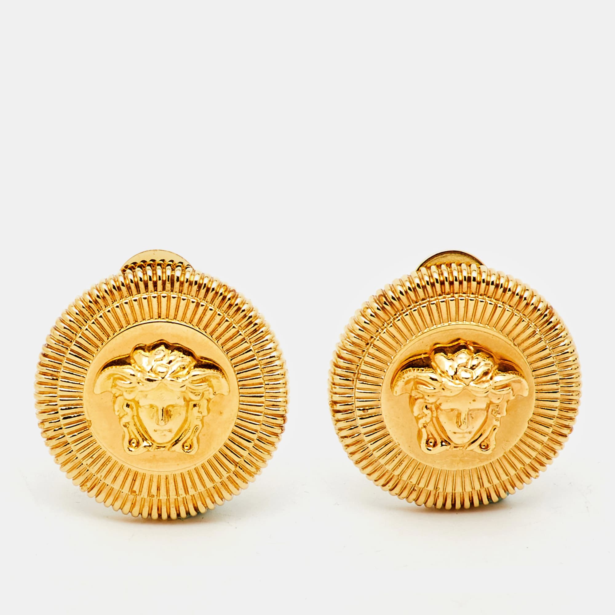 Versace Medusa Biggie Gold Tone Earrings