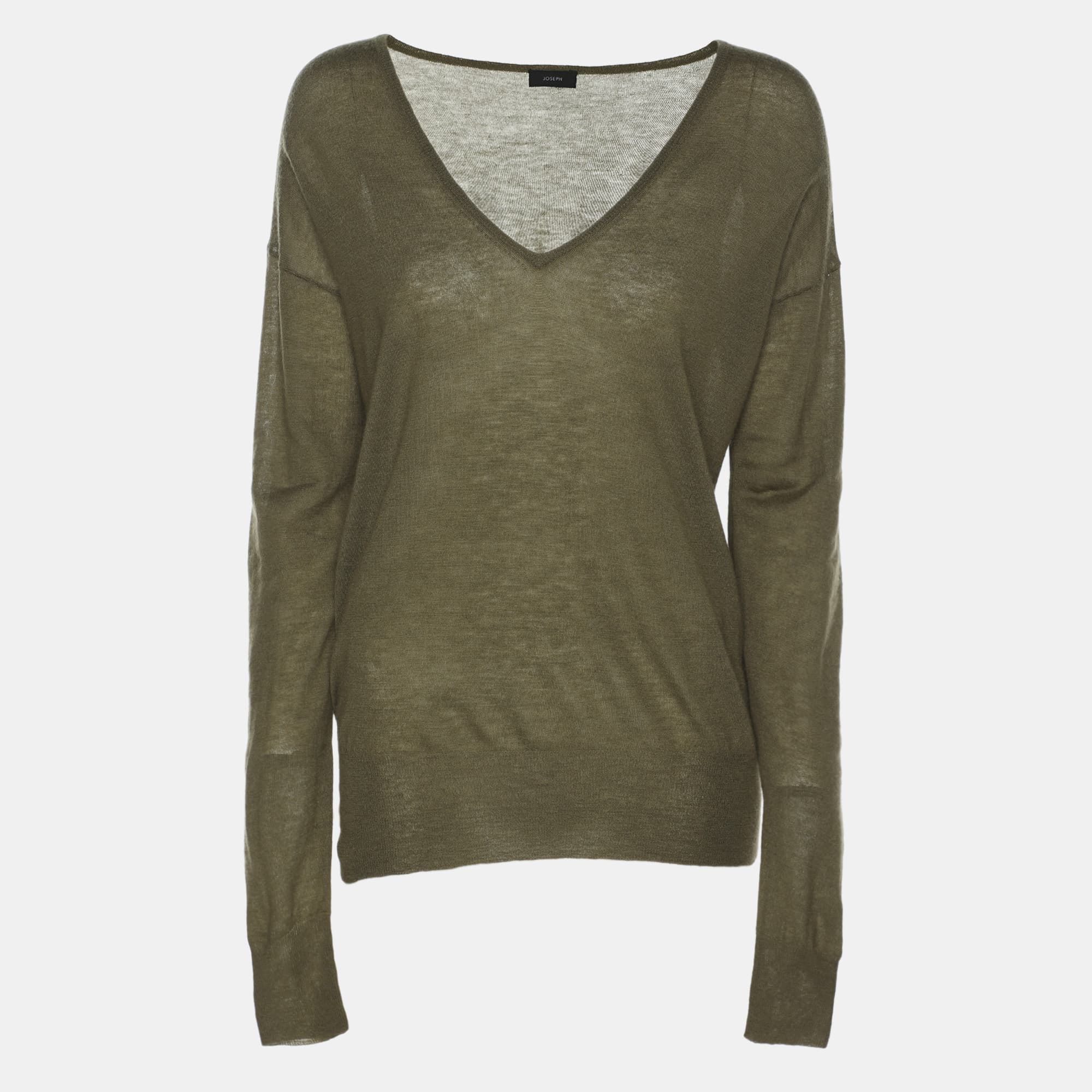 Joseph Olive Green Cashmere Knit Sweater M