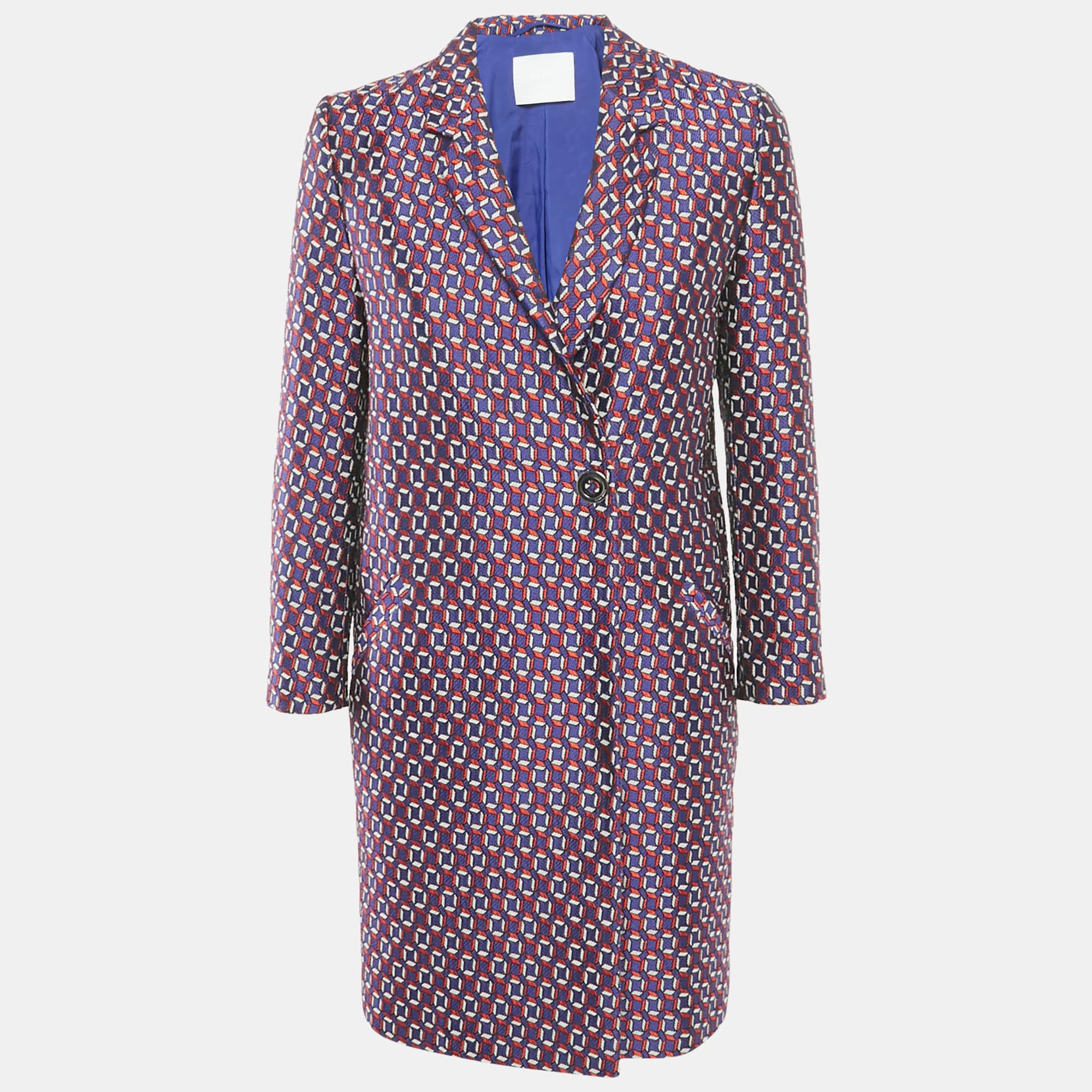 Hugo Boss Purple Jacquard Mid-Length Coat S