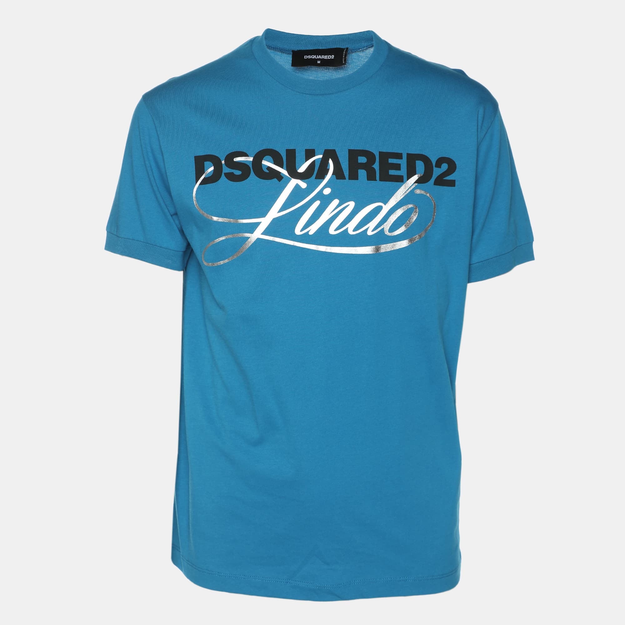 Dsquared2 Blue Jersey Logo Print T-Shirt M