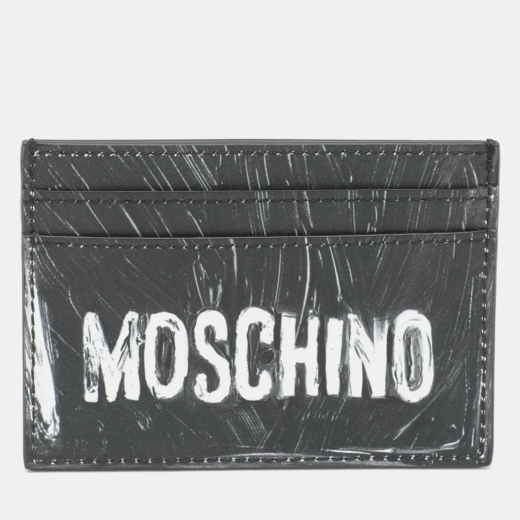 Moschino Grey Leather Card Holder