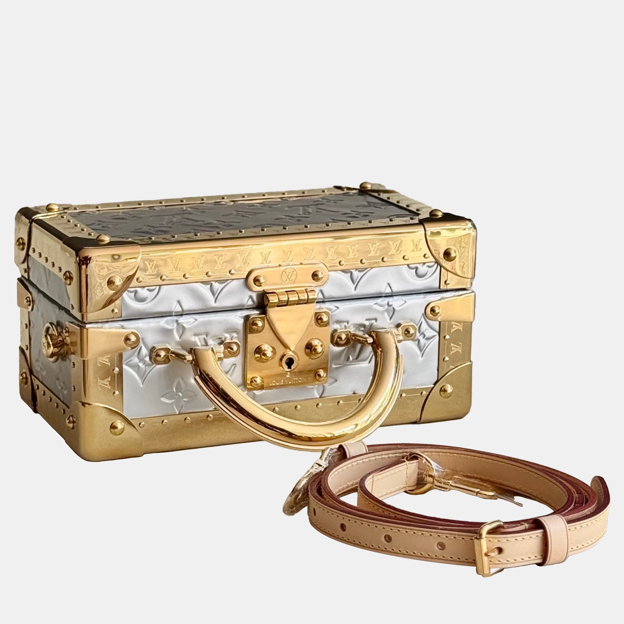 Louis Vuitton Valisette Tresor Sea Gold Sunset White Mini Hard Trunk Runway Piece