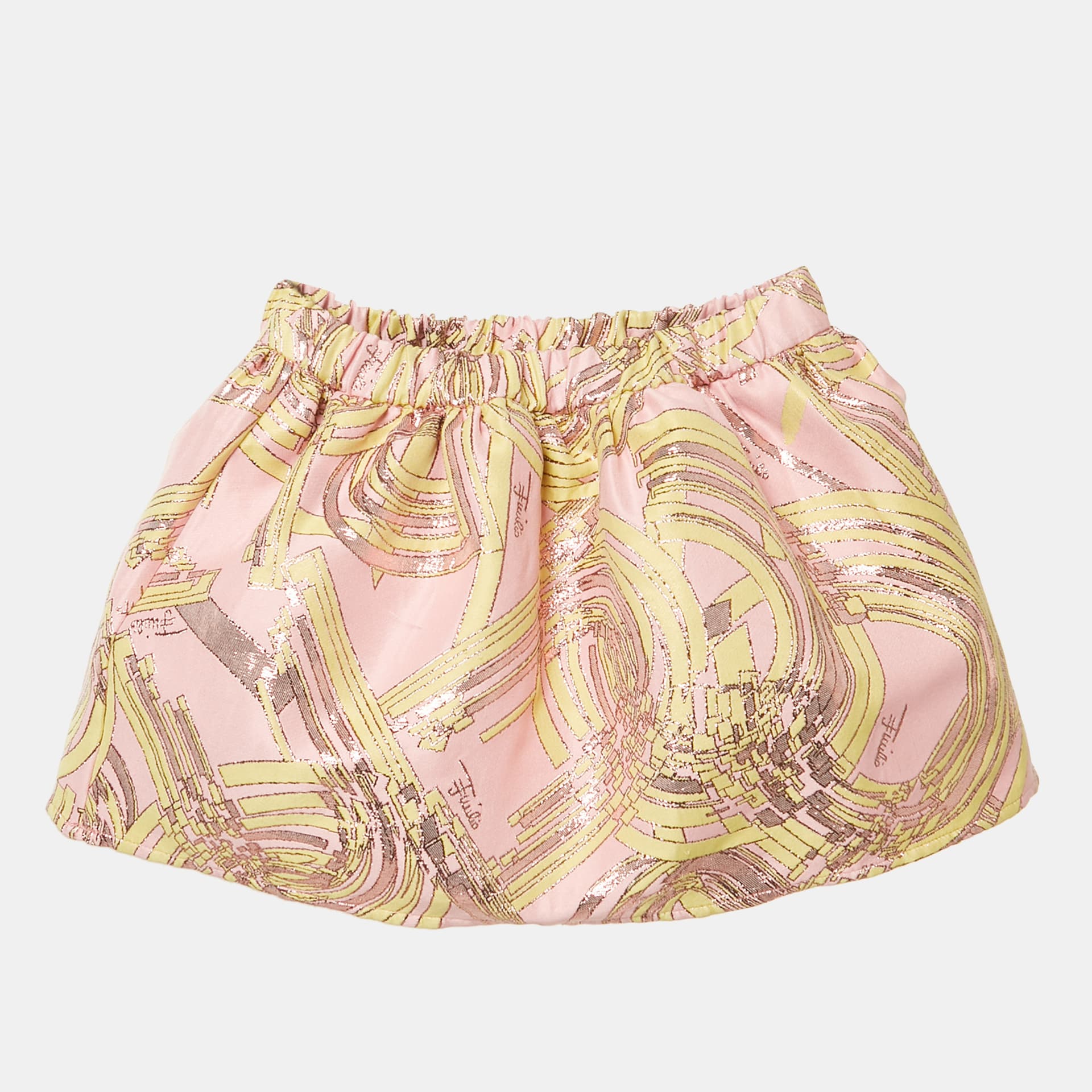Emilio Pucci Kids Pink Lurex Jacquard Skirt 18 M