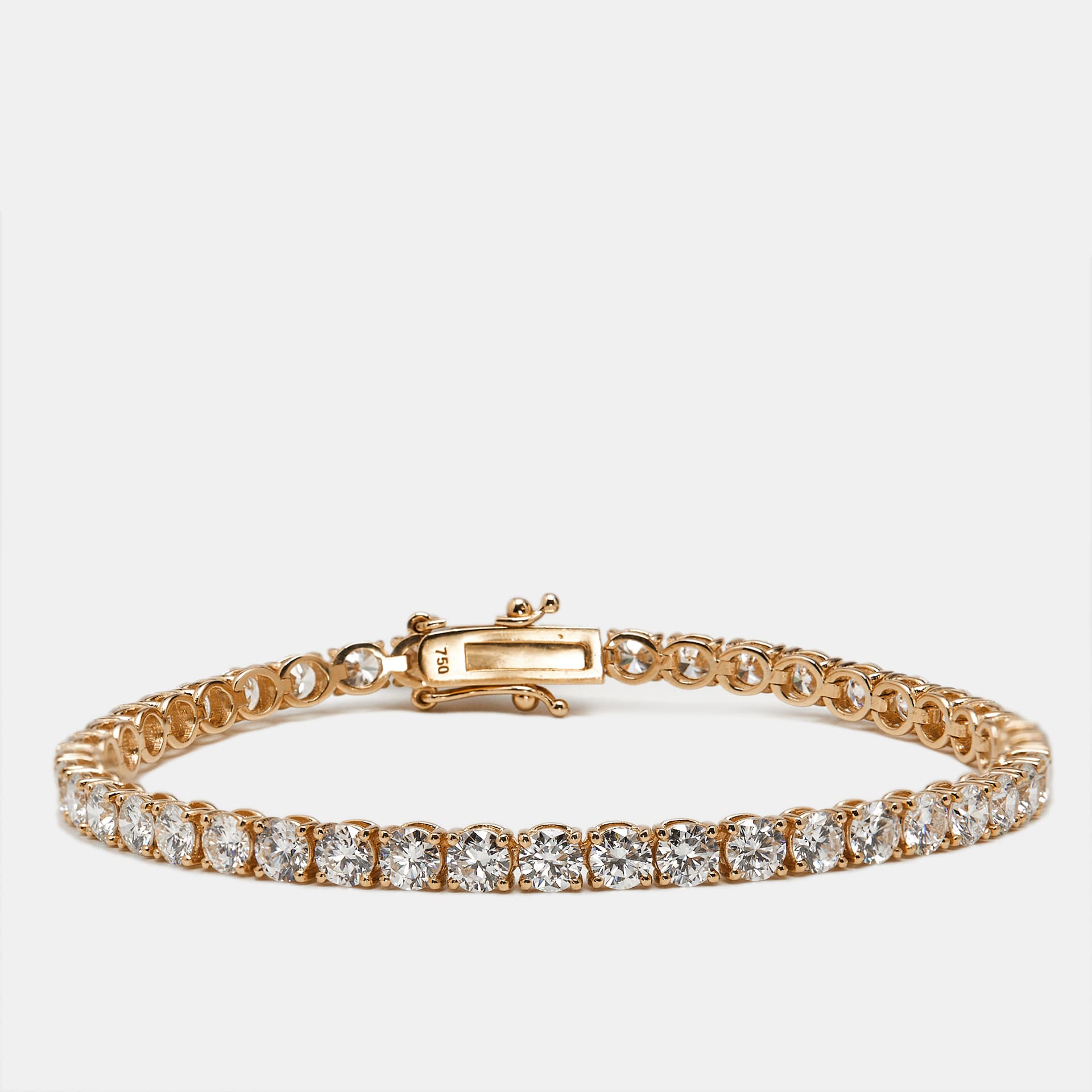 7.30 cts Round Brilliant Lab Grown Diamonds 18k Rose Gold Tennis Bracelet