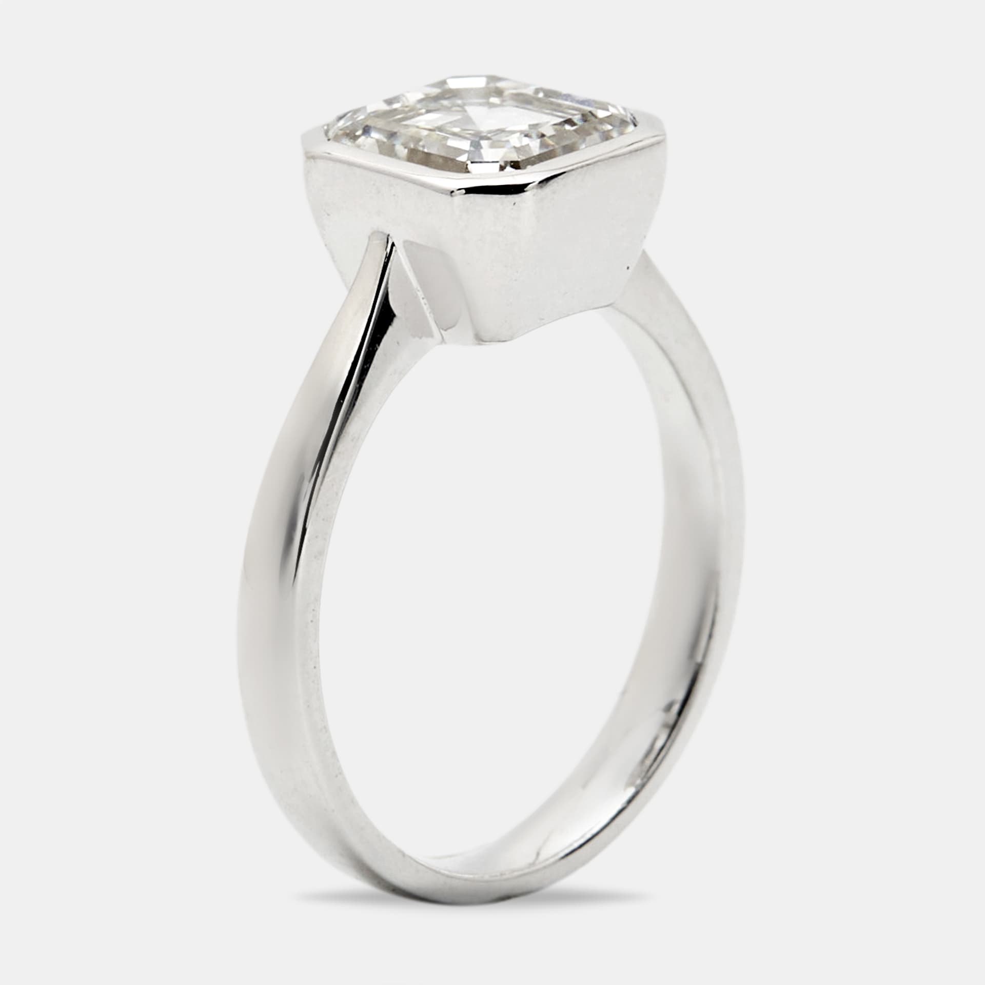 3.00 cts Asscher Cut Lab Grown Diamond 18k White Gold Ring Size 51