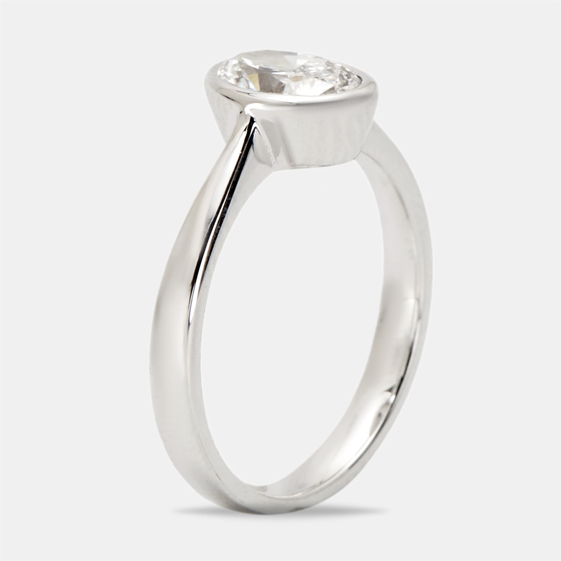 1.00 cts Oval Cut Lab Grown Diamond 18k White Gold Ring Size 51