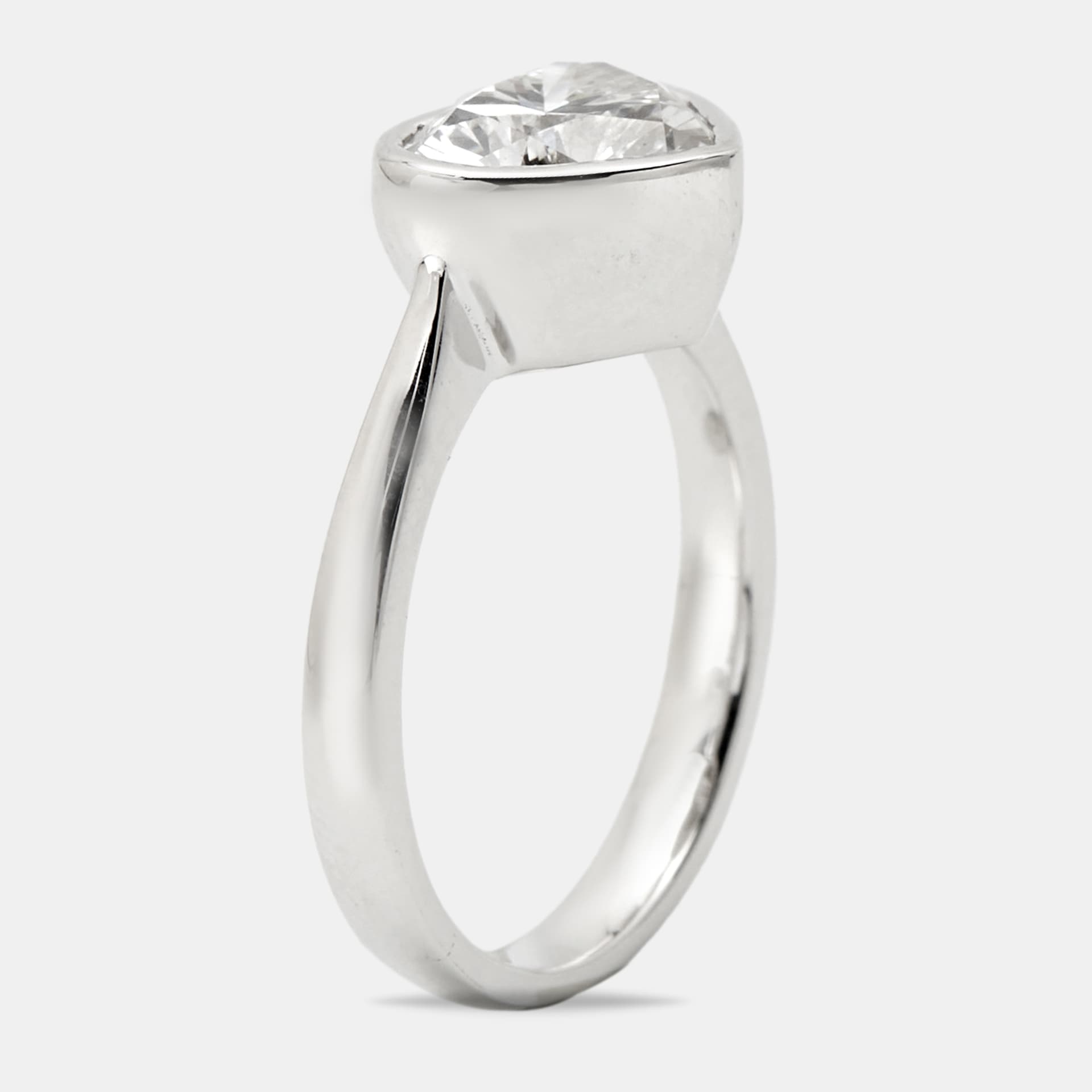 2.00 cts Heart Brilliant Cut Lab Grown Diamond 18k White Gold Ring Size 51