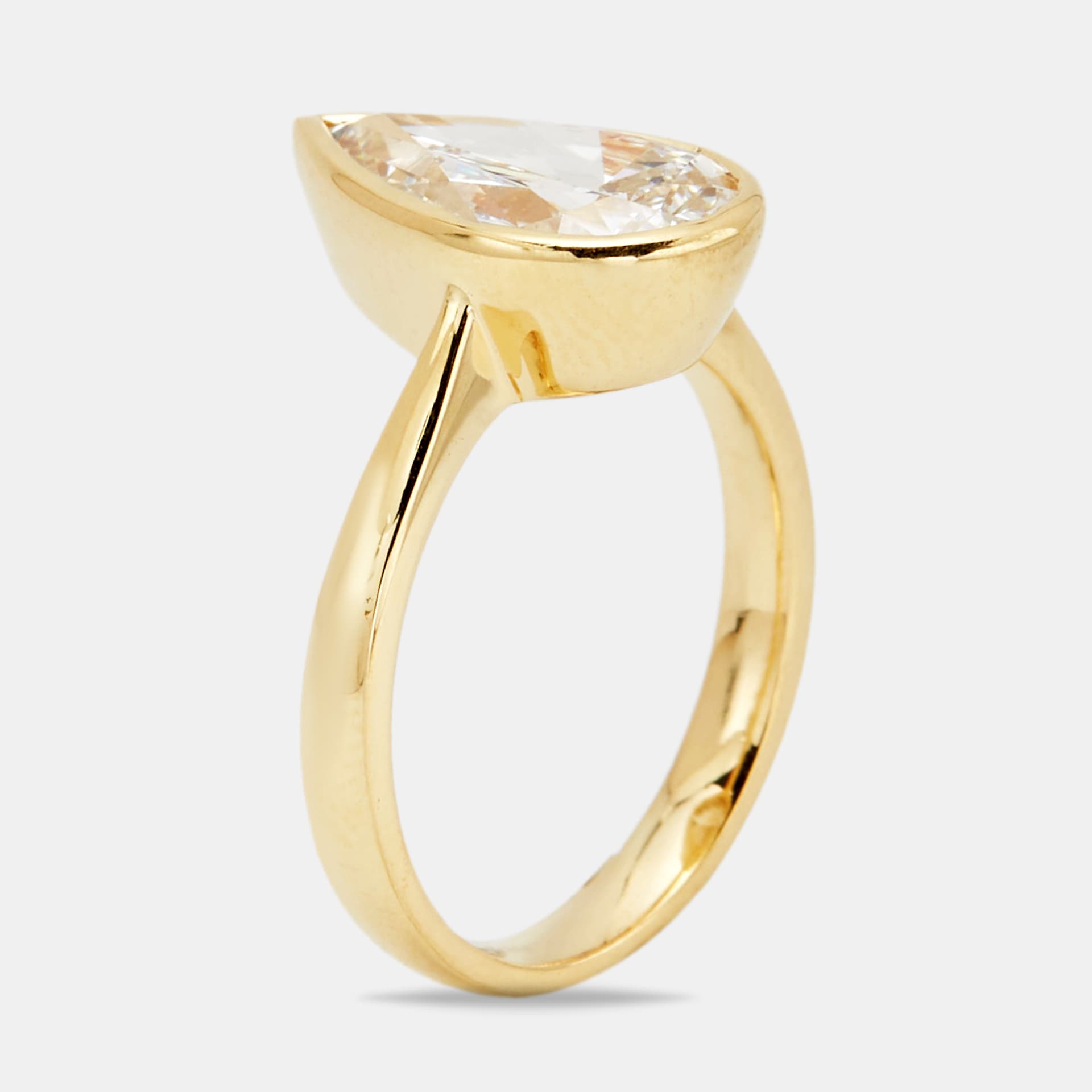 2.80 cts Pear Brilliant 18k Yellow Gold Lab Grown Diamonds Ring Size 51