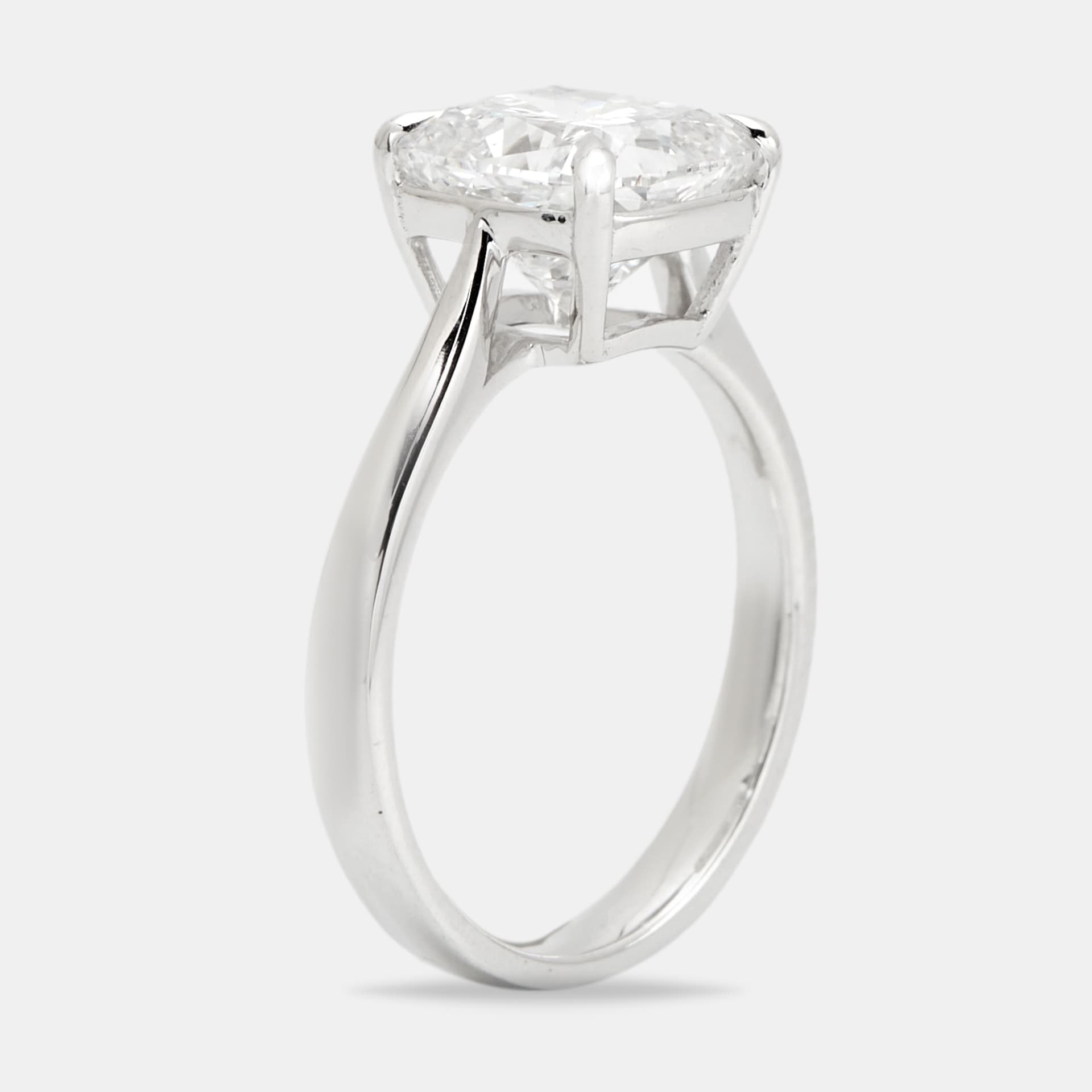 3.00 cts Cushion Brilliant Lab Grown Diamond 18k White Gold Ring Size 51