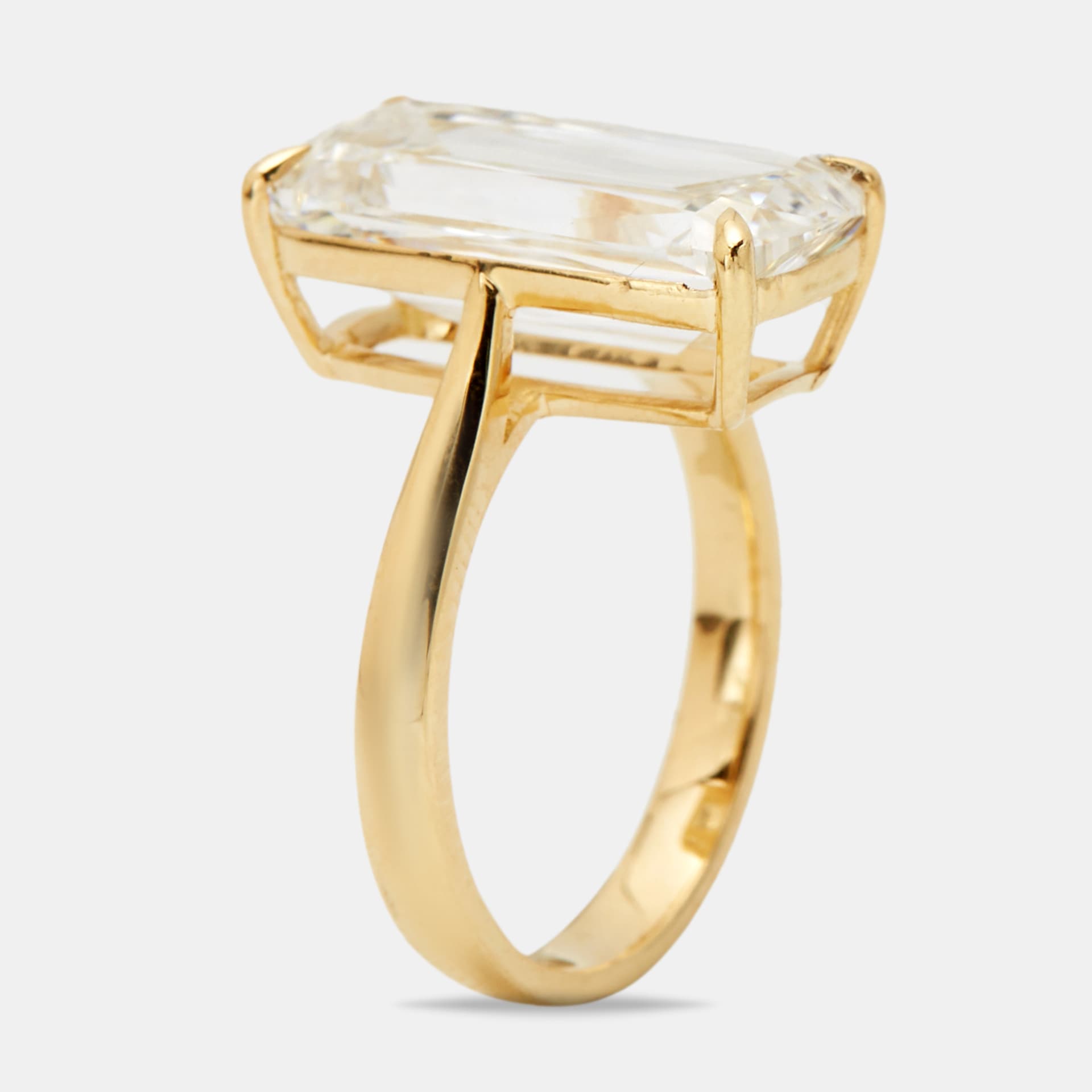 7.20 cts Elongated Cushion 18k Yellow Gold Lab Grown Diamonds Ring Size 53