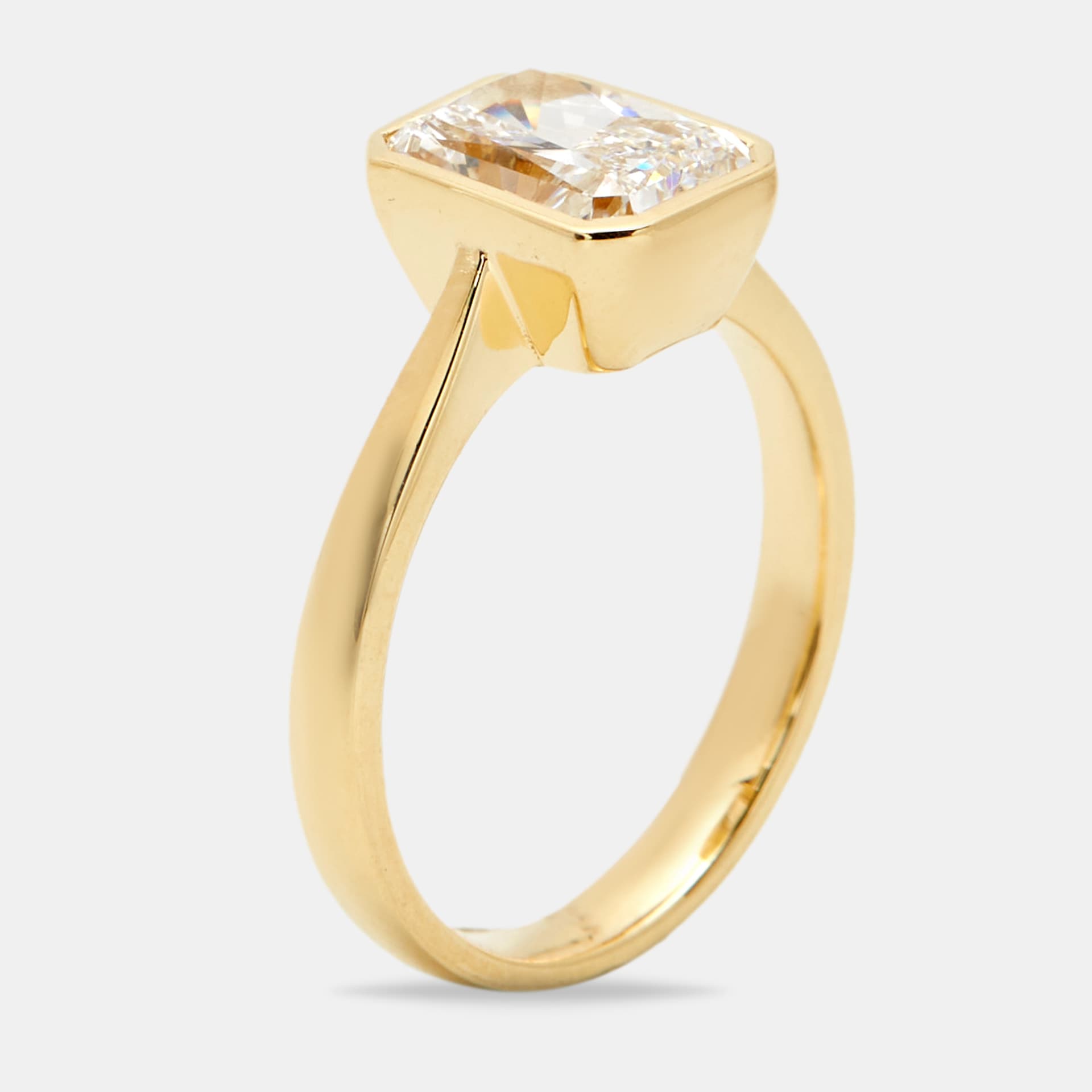 2.00 cts Radiant Brilliant 18k Yellow Gold Lab Grown Diamonds Ring Size 54
