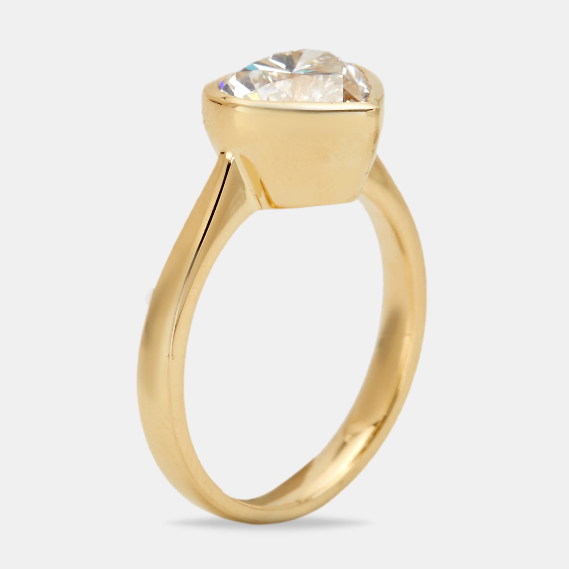 2.00 cts Heart Brilliant 18k Yellow Gold Lab Grown Diamonds Ring Size 54
