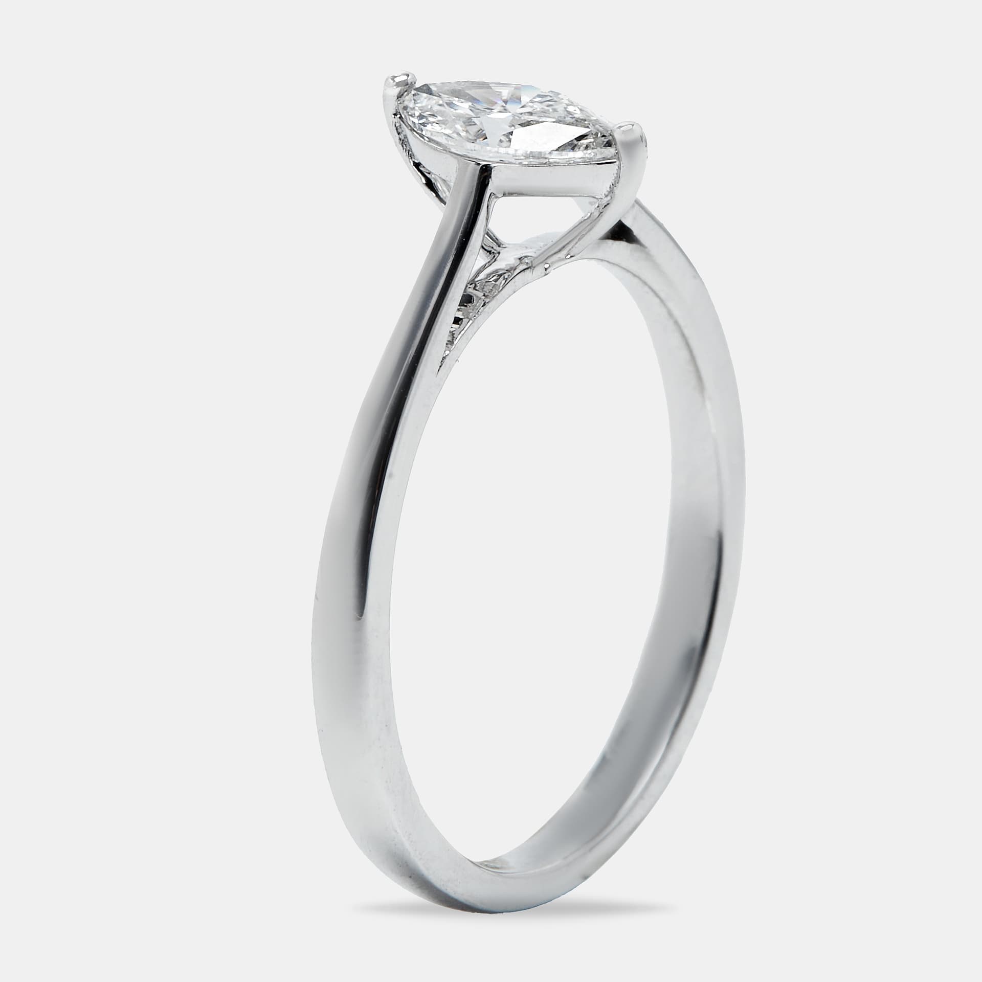 0.50 cts Marquise Cut Lab Grown Diamond 18k White Gold Ring Size 52