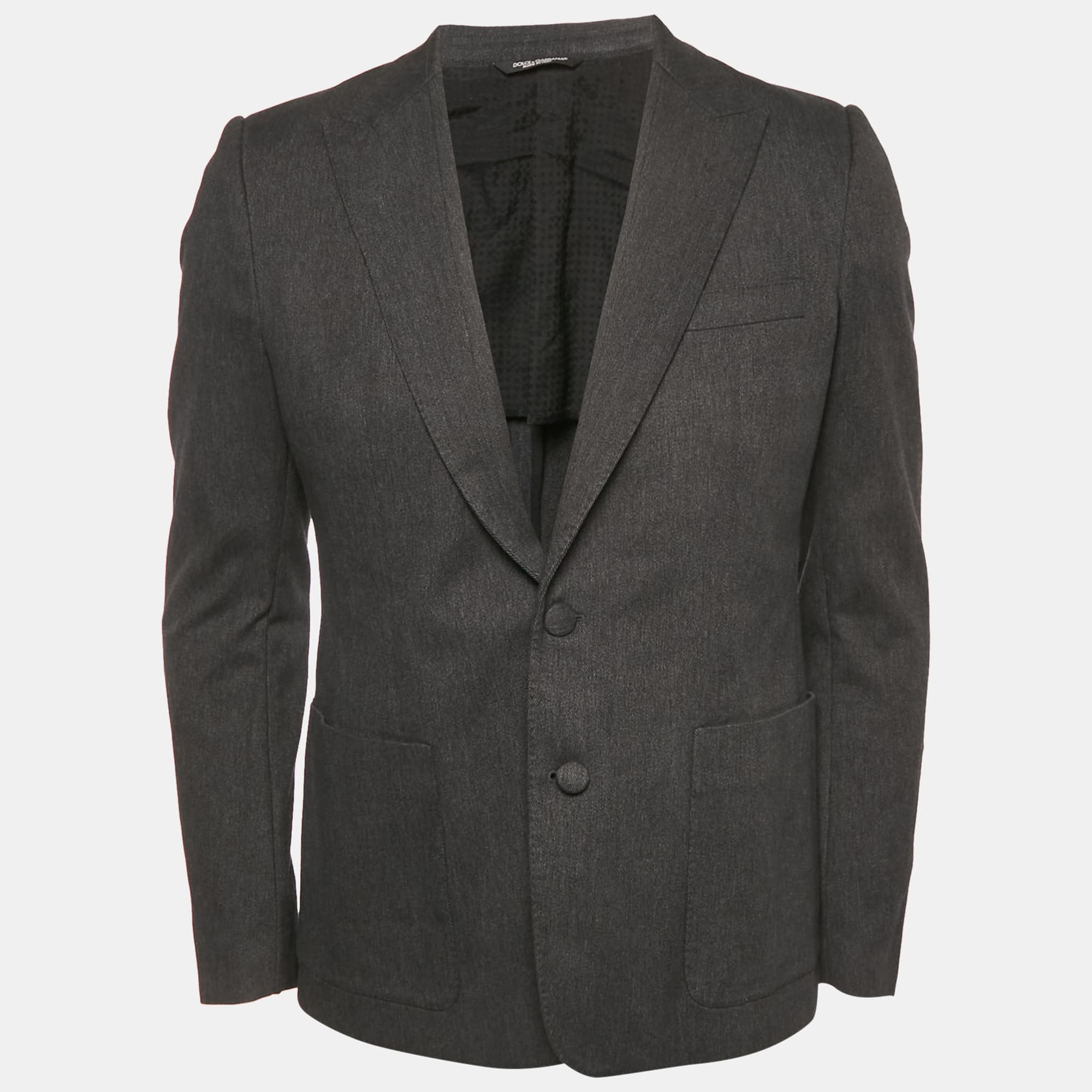 Dolce & Gabbana Dark Grey Denim Single Breasted Blazer L