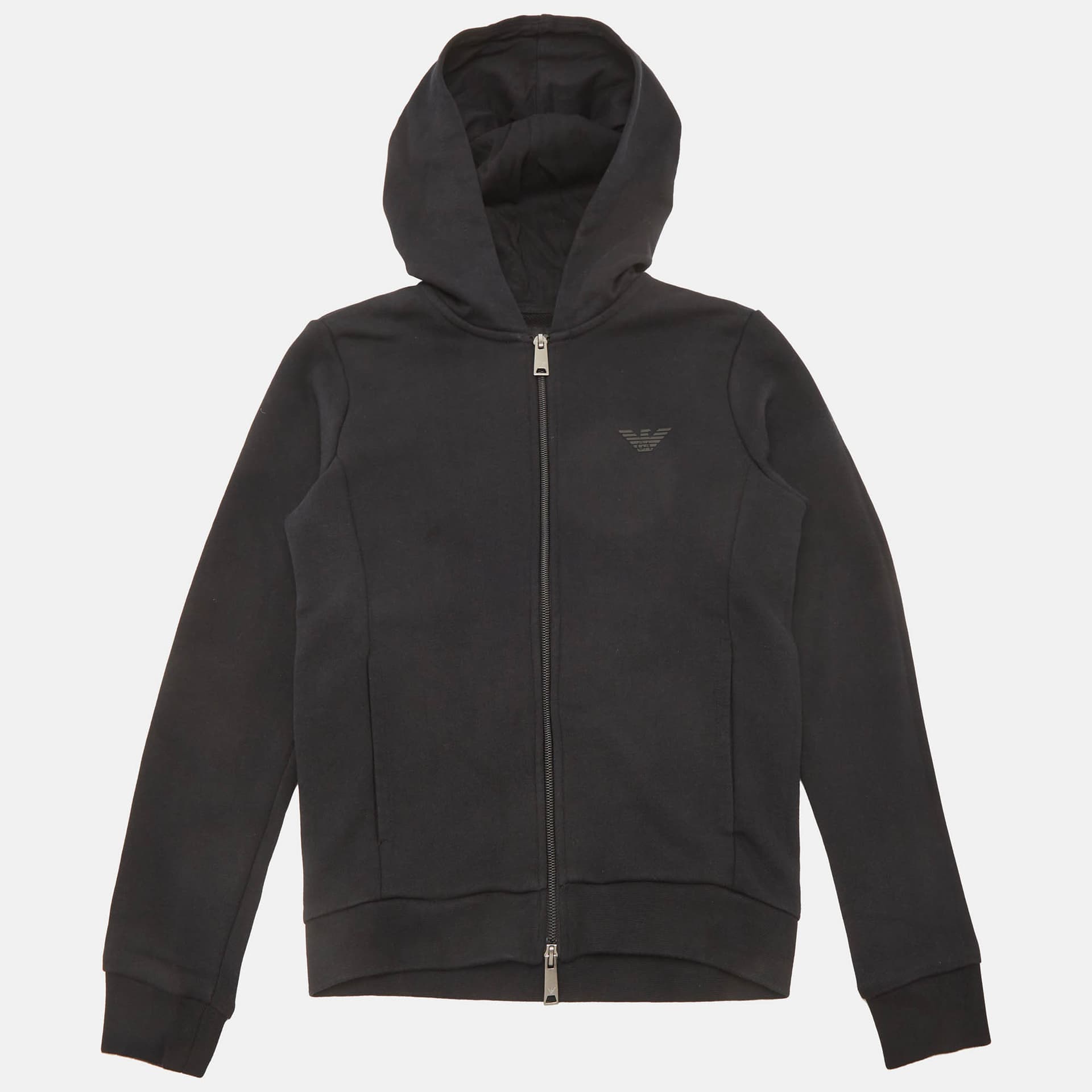 Emporio Armani Kids Black Cotton Knit Hooded Jacket 10 Yrs