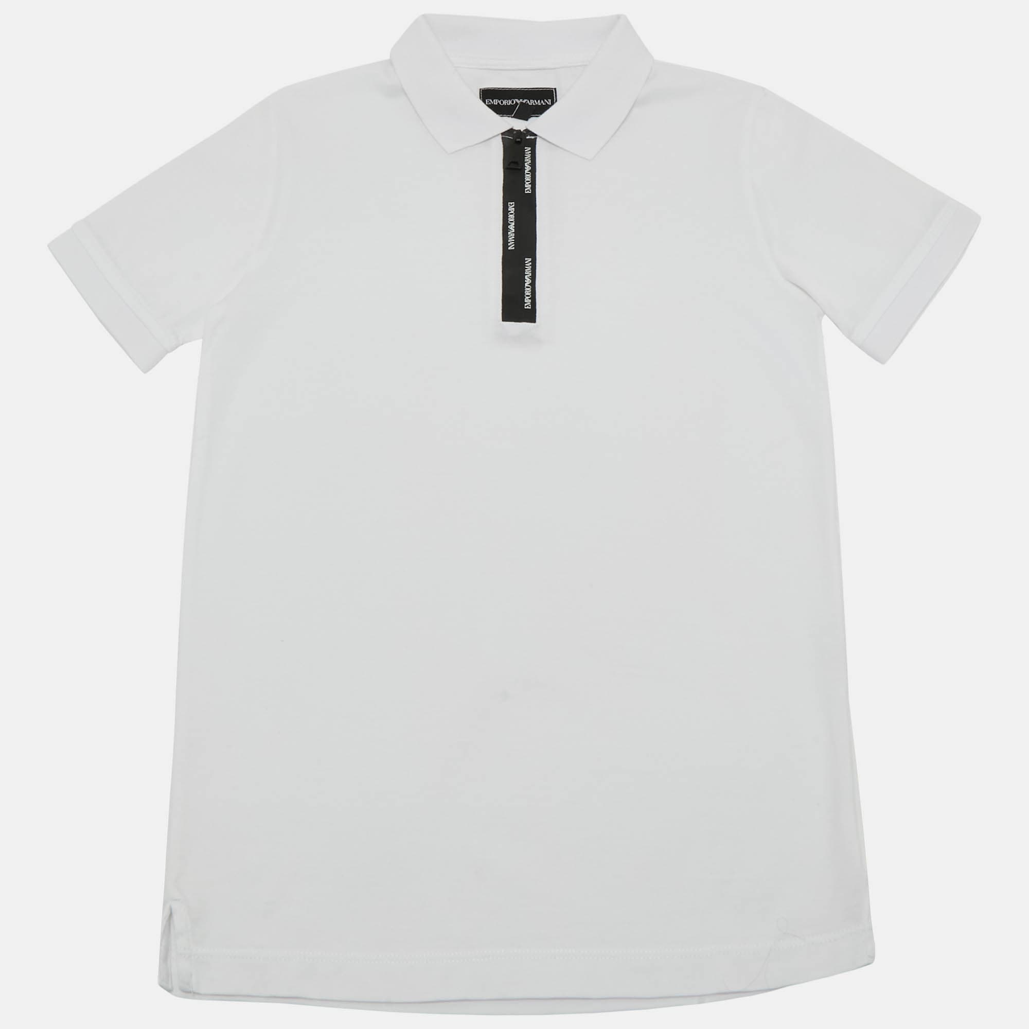Emporio Armani Kids White Jersey Zipper Detail T-Shirt 10 Yrs