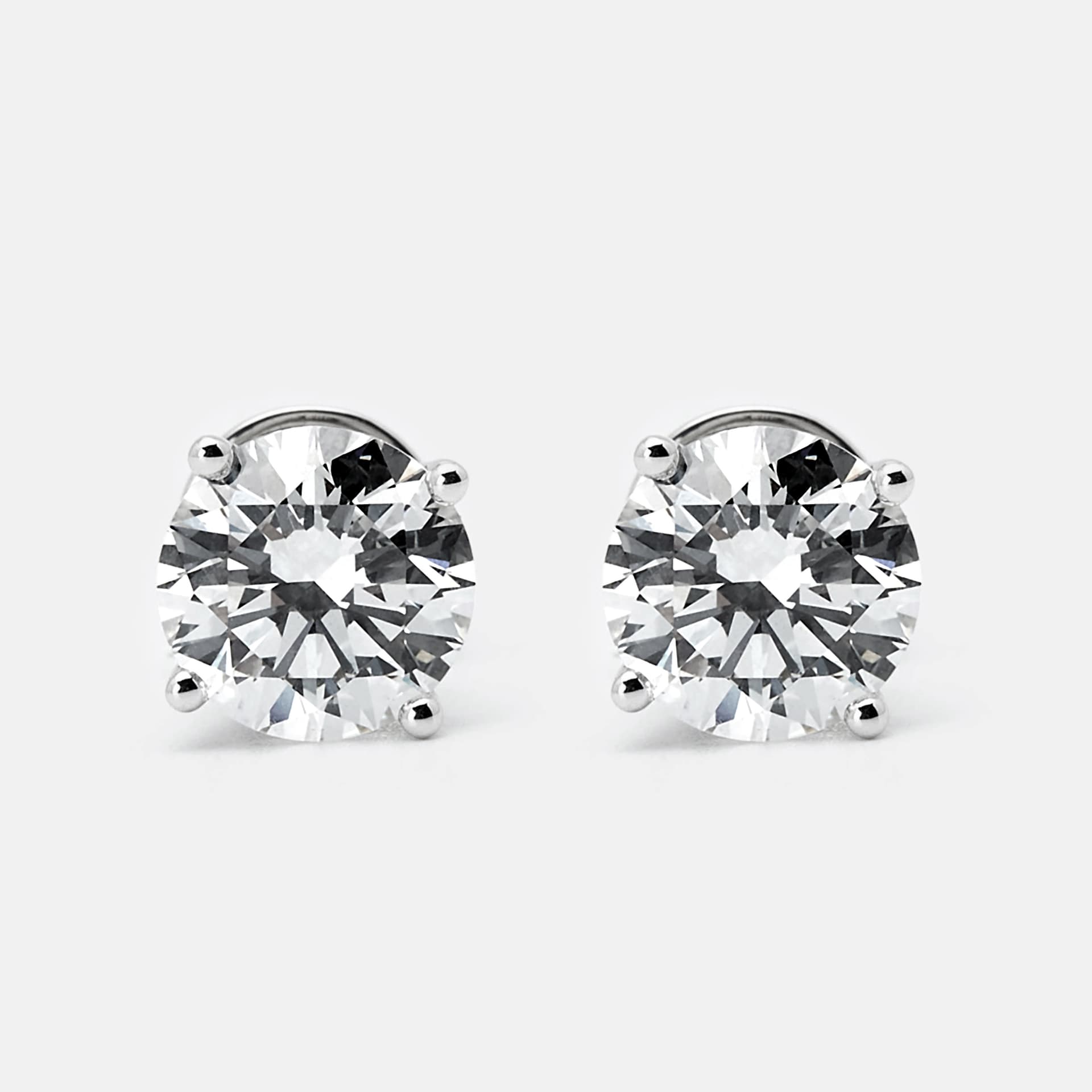 6.00 cts Round Brilliant Cut 18k White Gold Lab Grown Diamonds Solitaire Stud Earrings