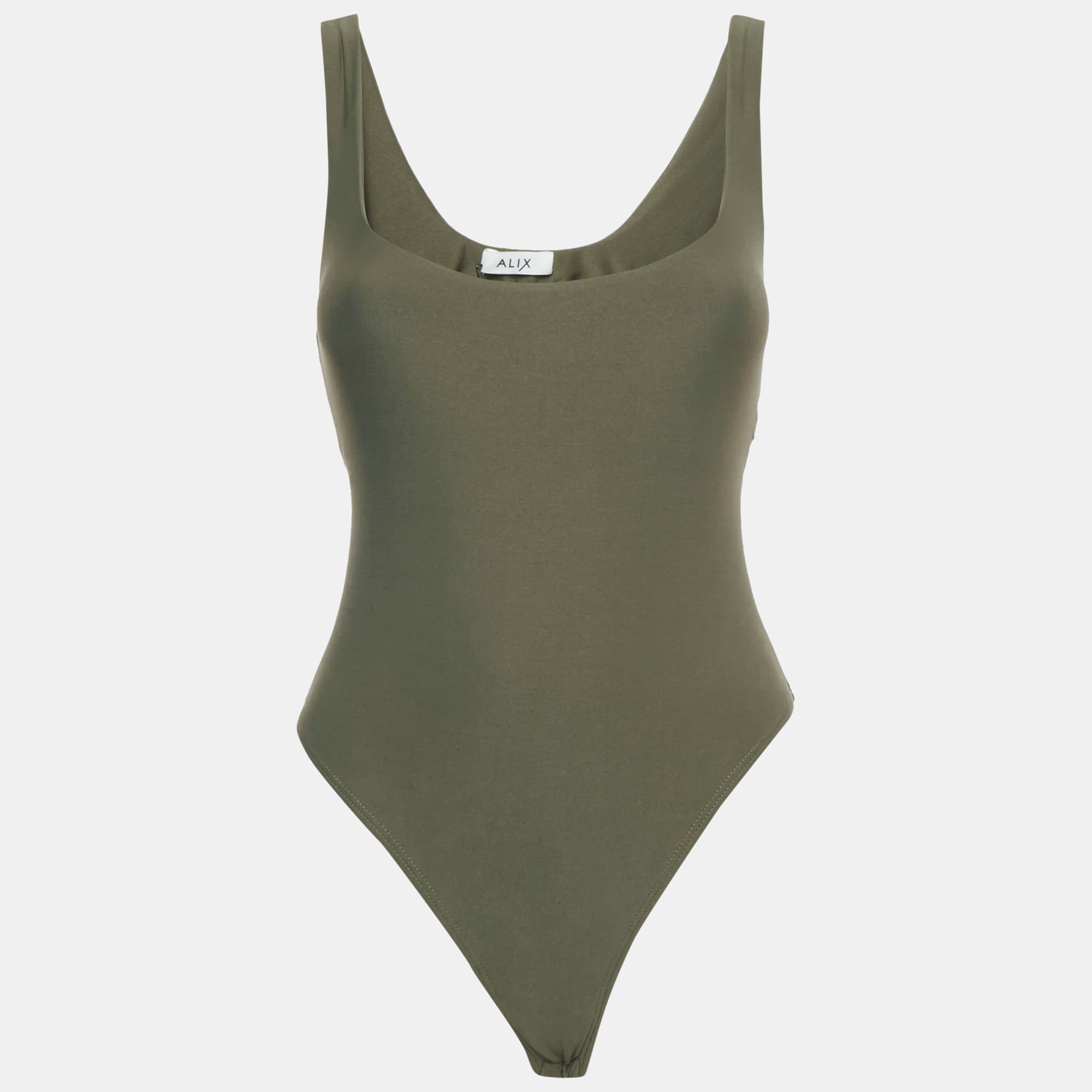 Alix Olive Green Jersey Sleeveless Bodysuit M