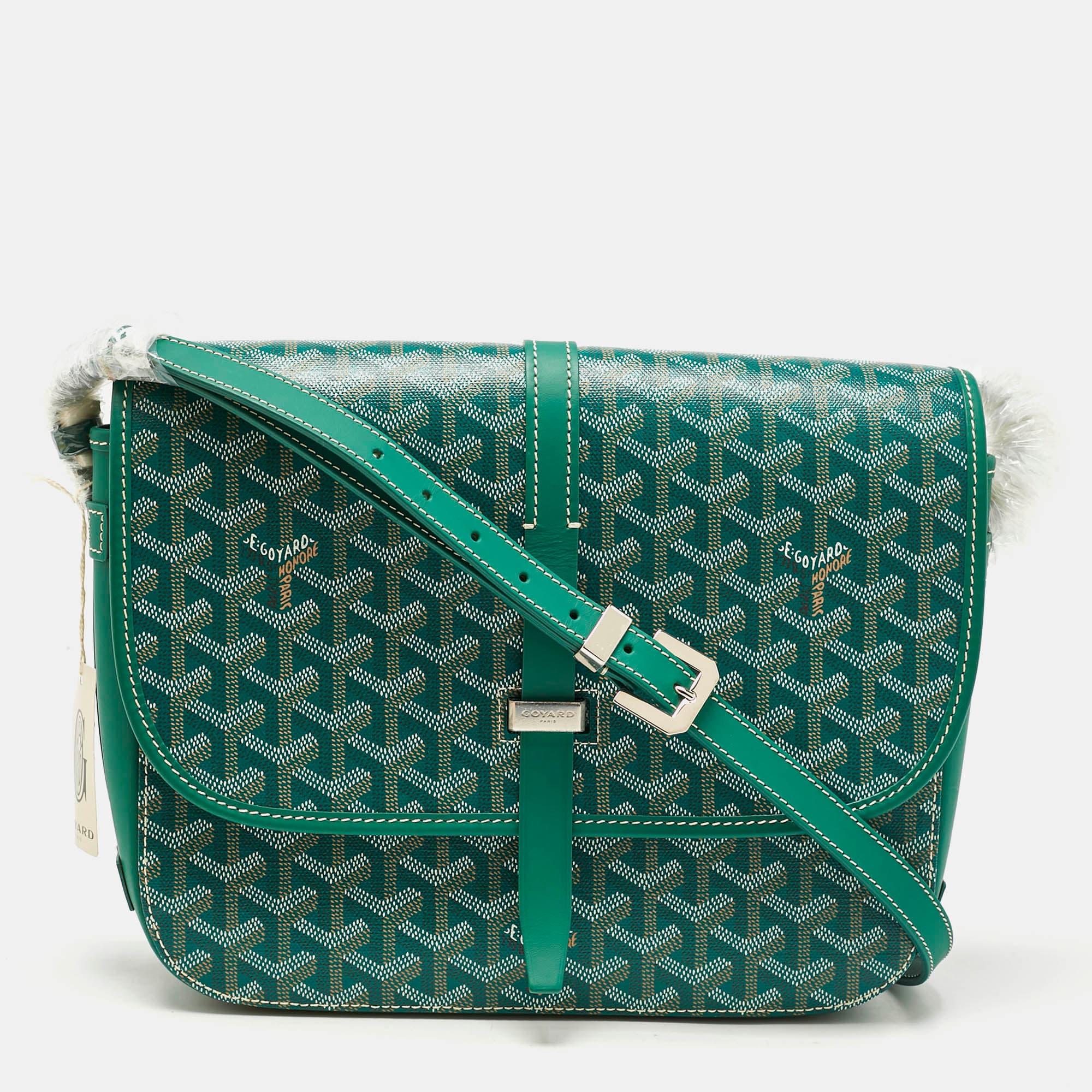 Goyard Belvedere II Green Coated Canvas and Leather Shoulder Bags