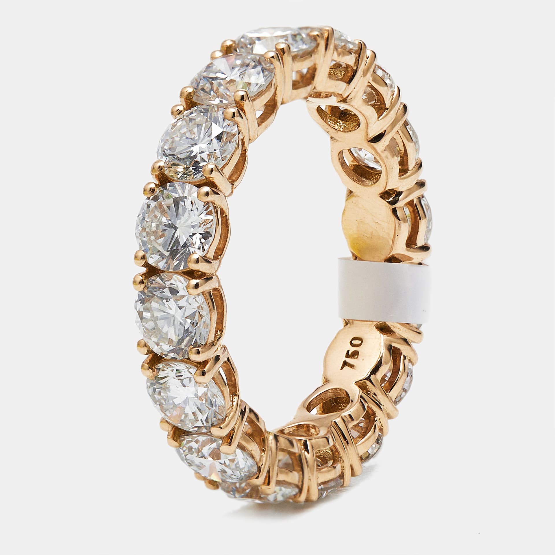 5.00 cts Round Brilliant Lab Grown Diamonds 18k Rose Gold Eternity Band Ring Size 53