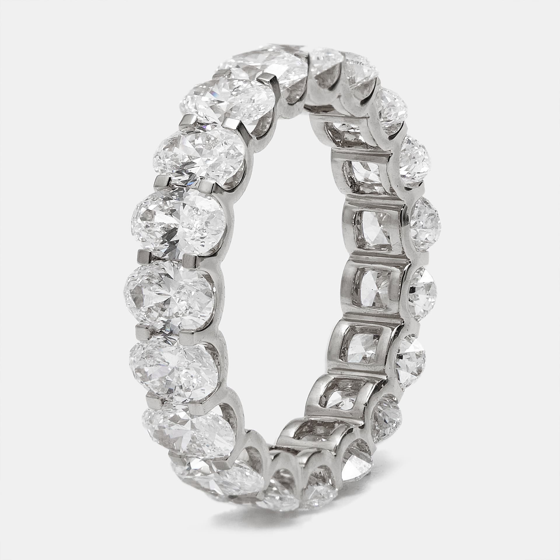 4.80 cts Oval Brilliant Lab Grown Diamond 18k White Gold Eternity Band Ring Size 52