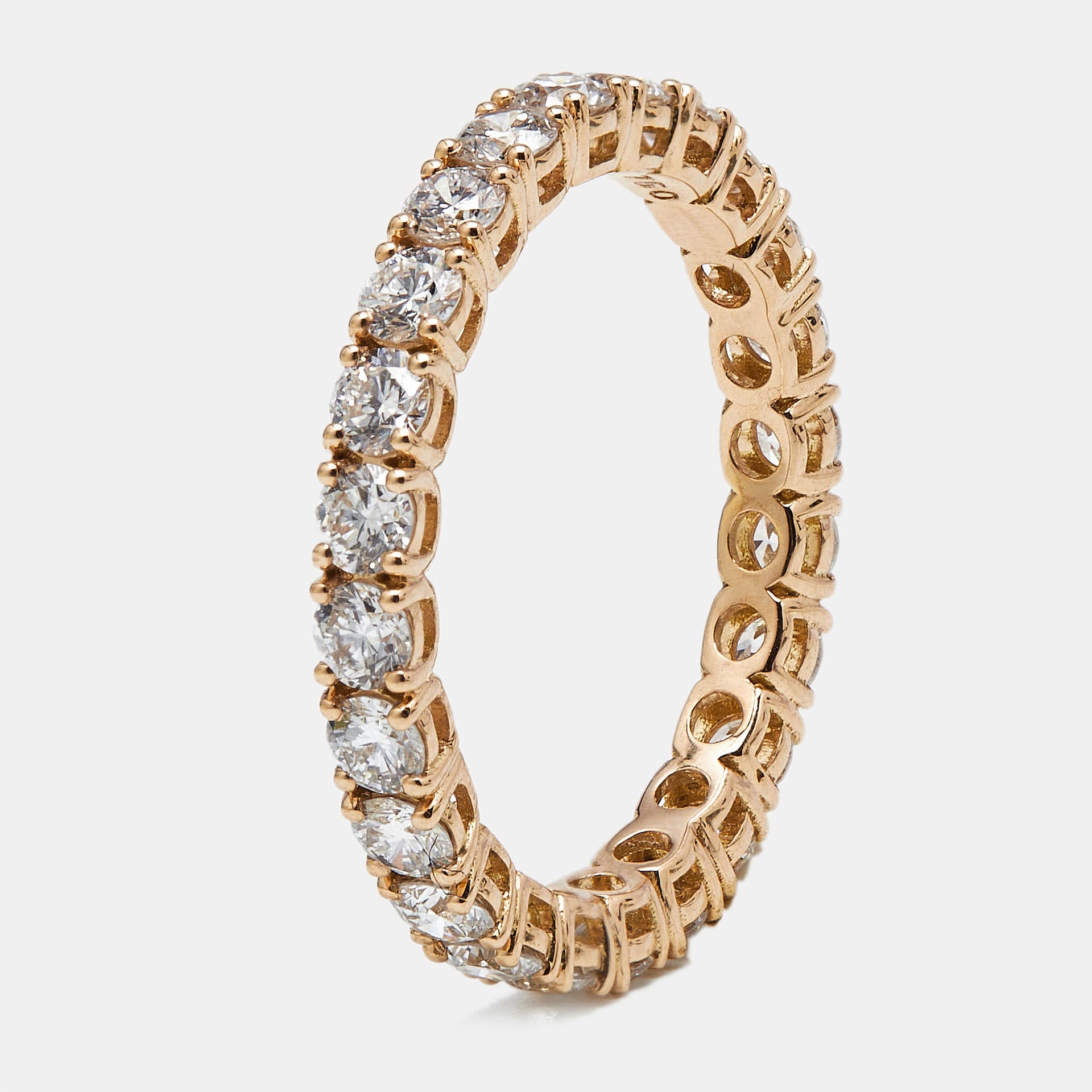 1.25 cts Round Brilliant Lab Grown Diamonds 18k Rose Gold Eternity Band Ring Size 53