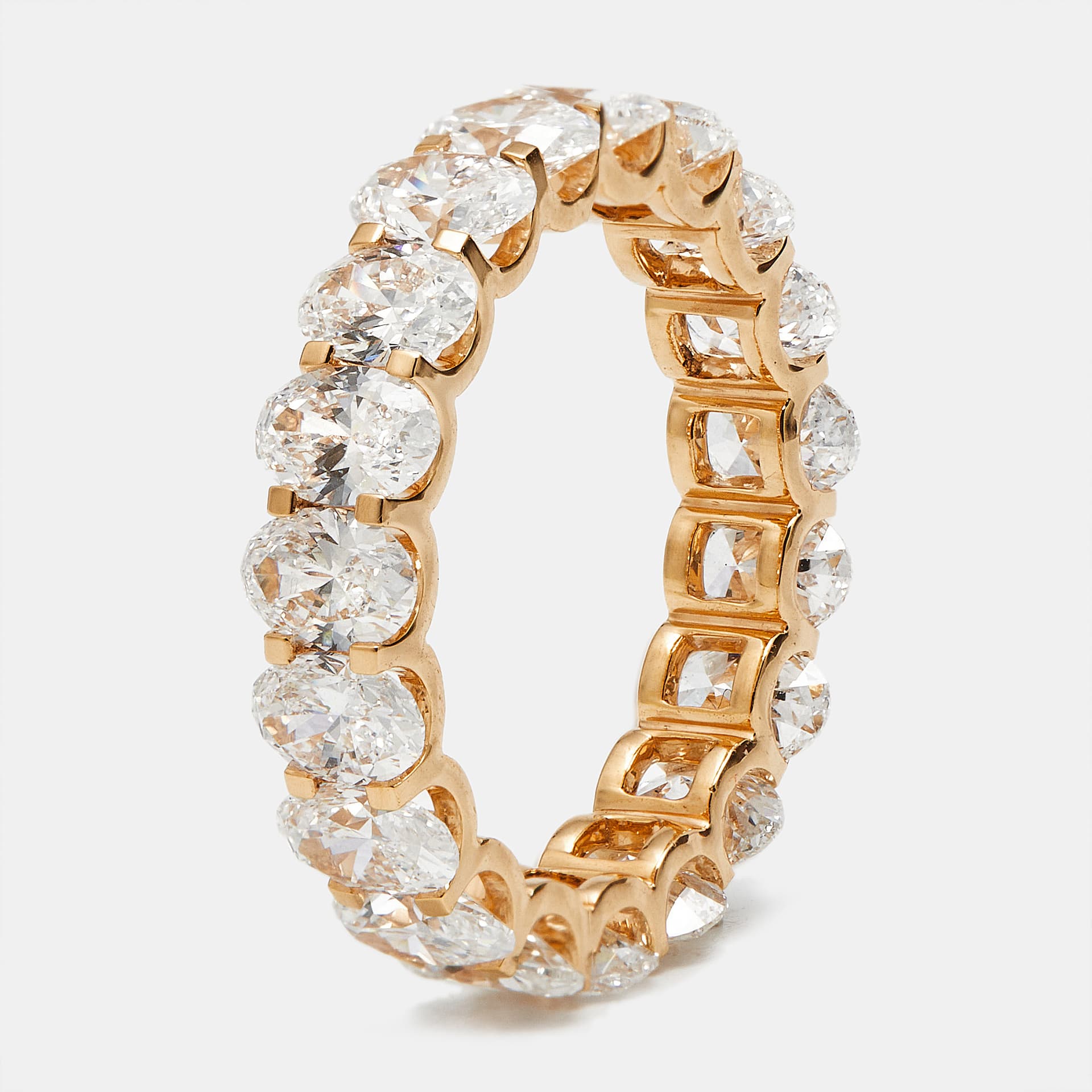 4.80 cts Oval Brilliant Lab Grown Diamond 18k Rose Gold Eternity Band Ring Size 54