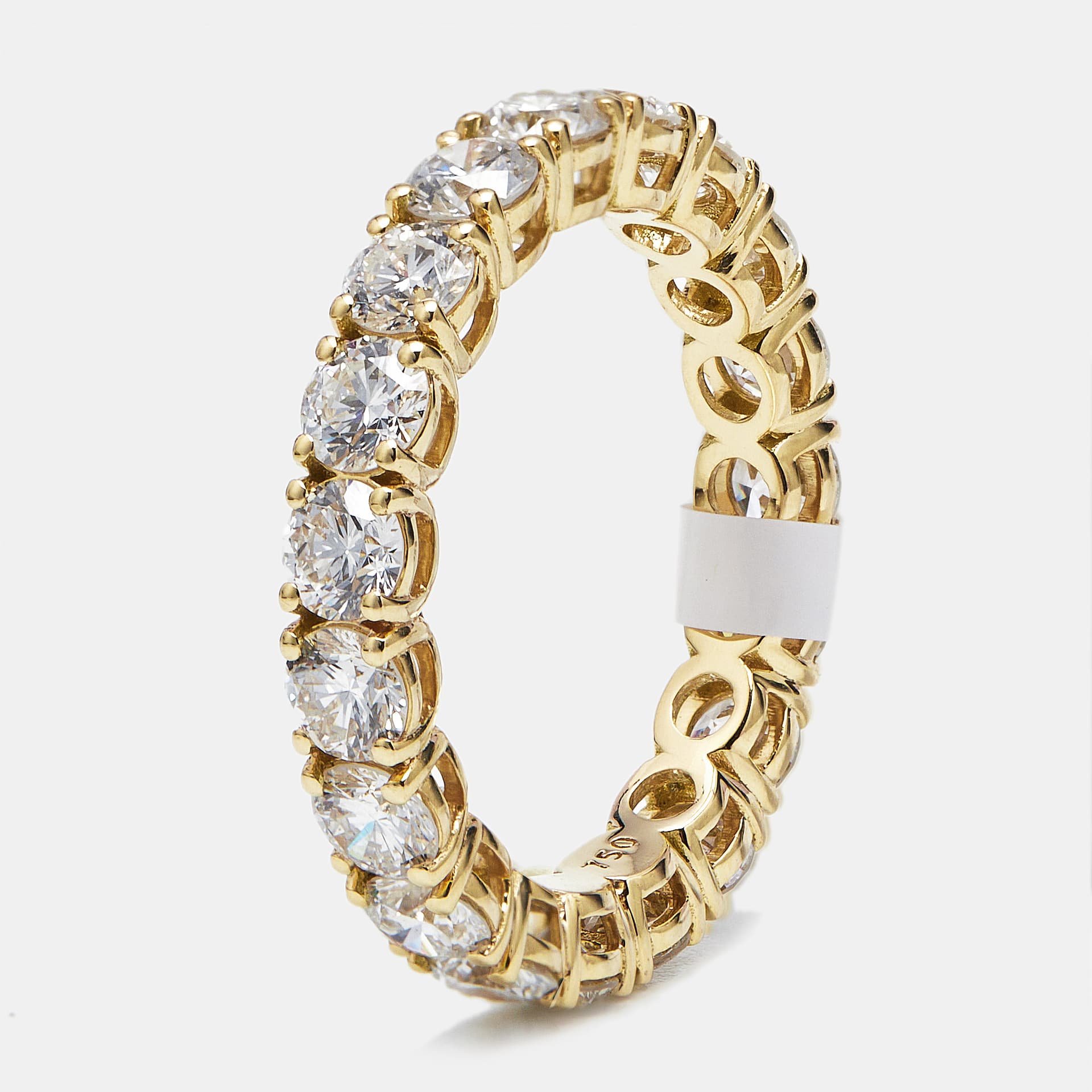 3.00 cts Round Brilliant Lab Grown Diamonds 18k Yellow Gold Eternity Band Ring Size 54