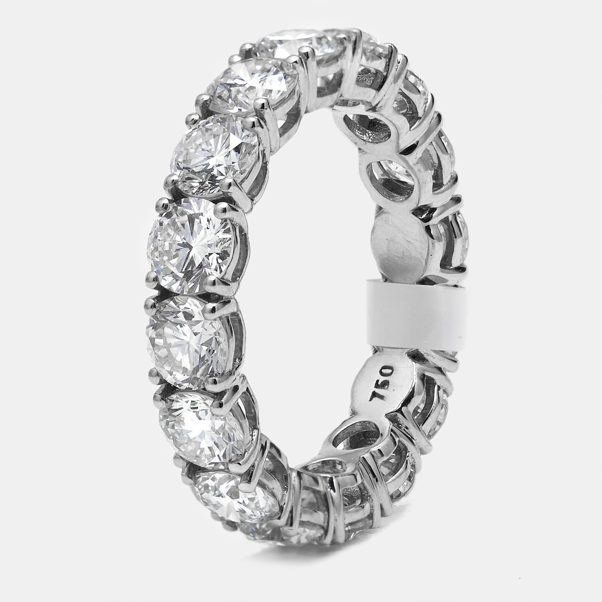 5.00 cts Round Brilliant Lab Grown Diamonds 18k White Gold Eternity Band Ring Size 54