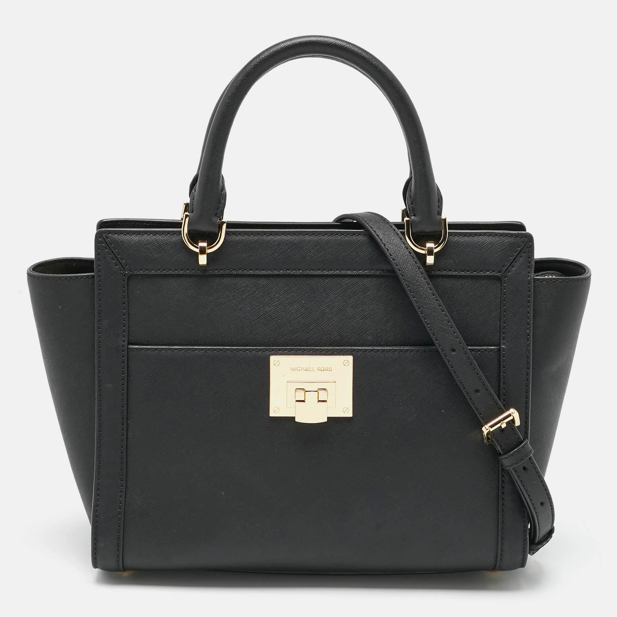 MICHAEL Michael Kors Tina Black Leather Totes Bag