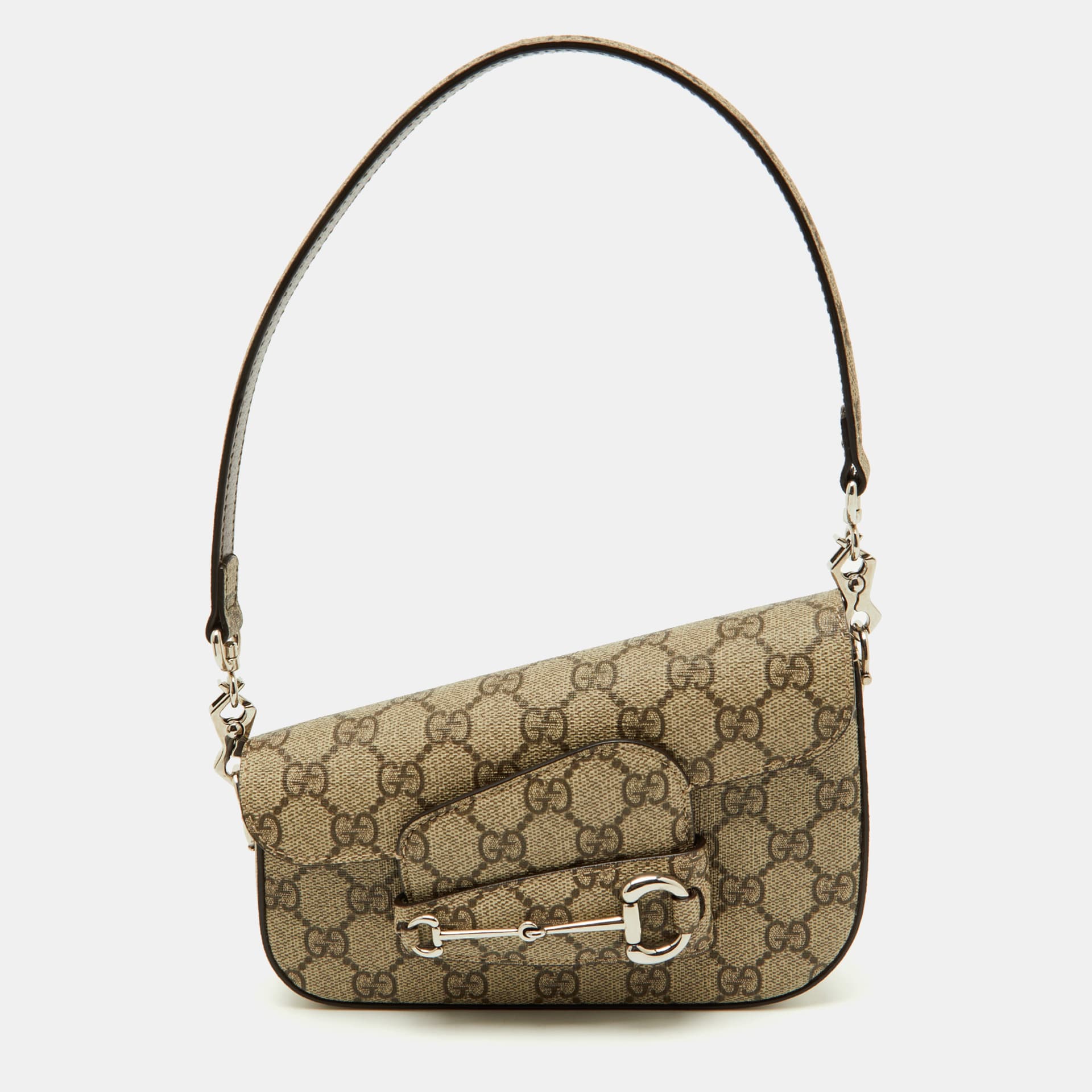 Gucci Beige/Brown GG Supreme Canvas Horsebit 1955 Mini Shoulder Bag