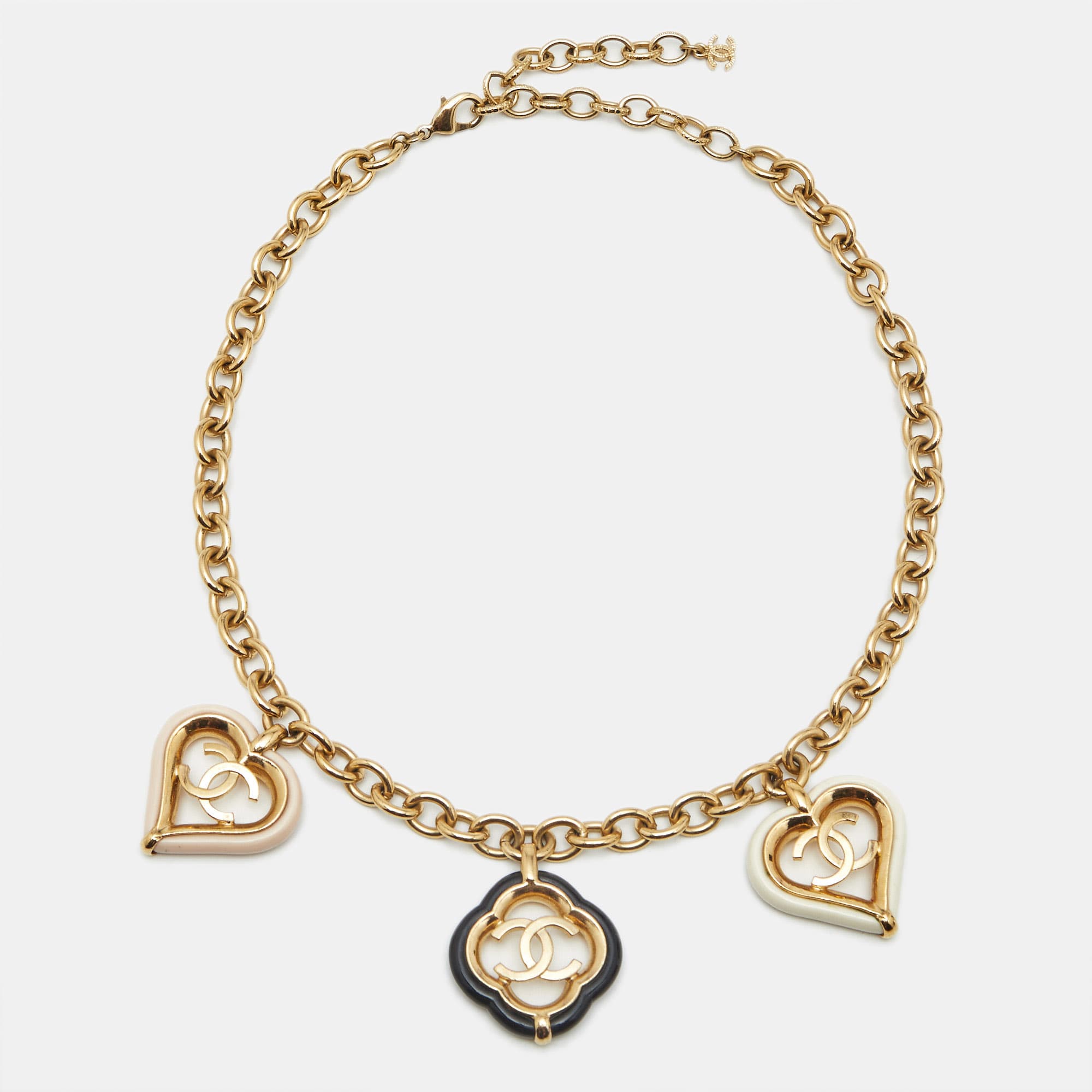 Chanel CC Resin Gold Tone Necklace