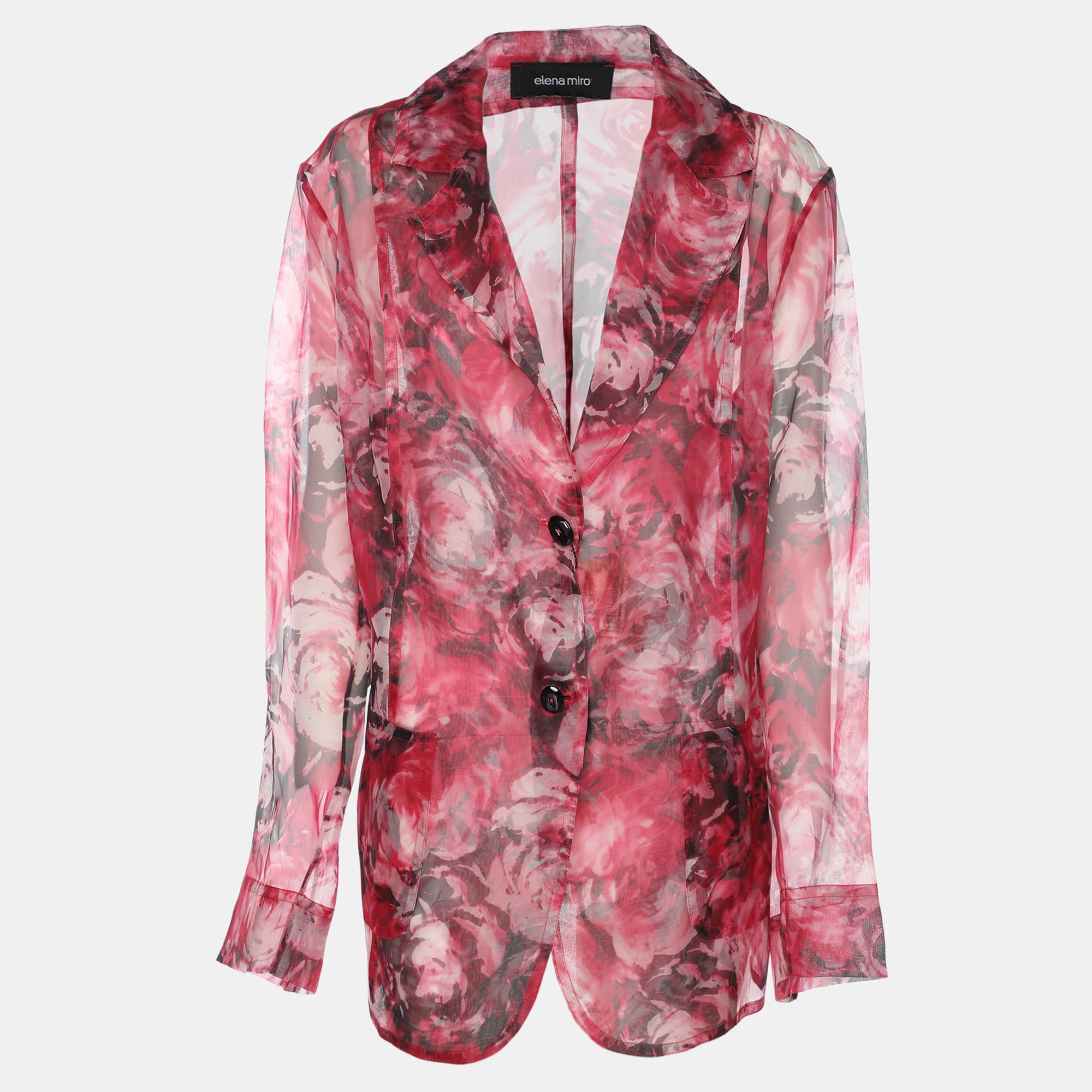 Elena Miro Pink Floral Print Knit Blazer XXL